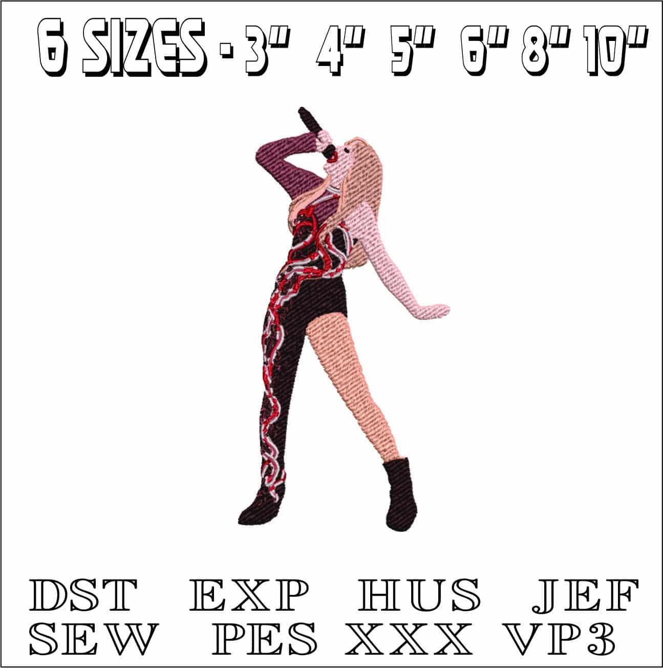Taylor Swift Sing- Elegant embroidery design file - instant download — view 2