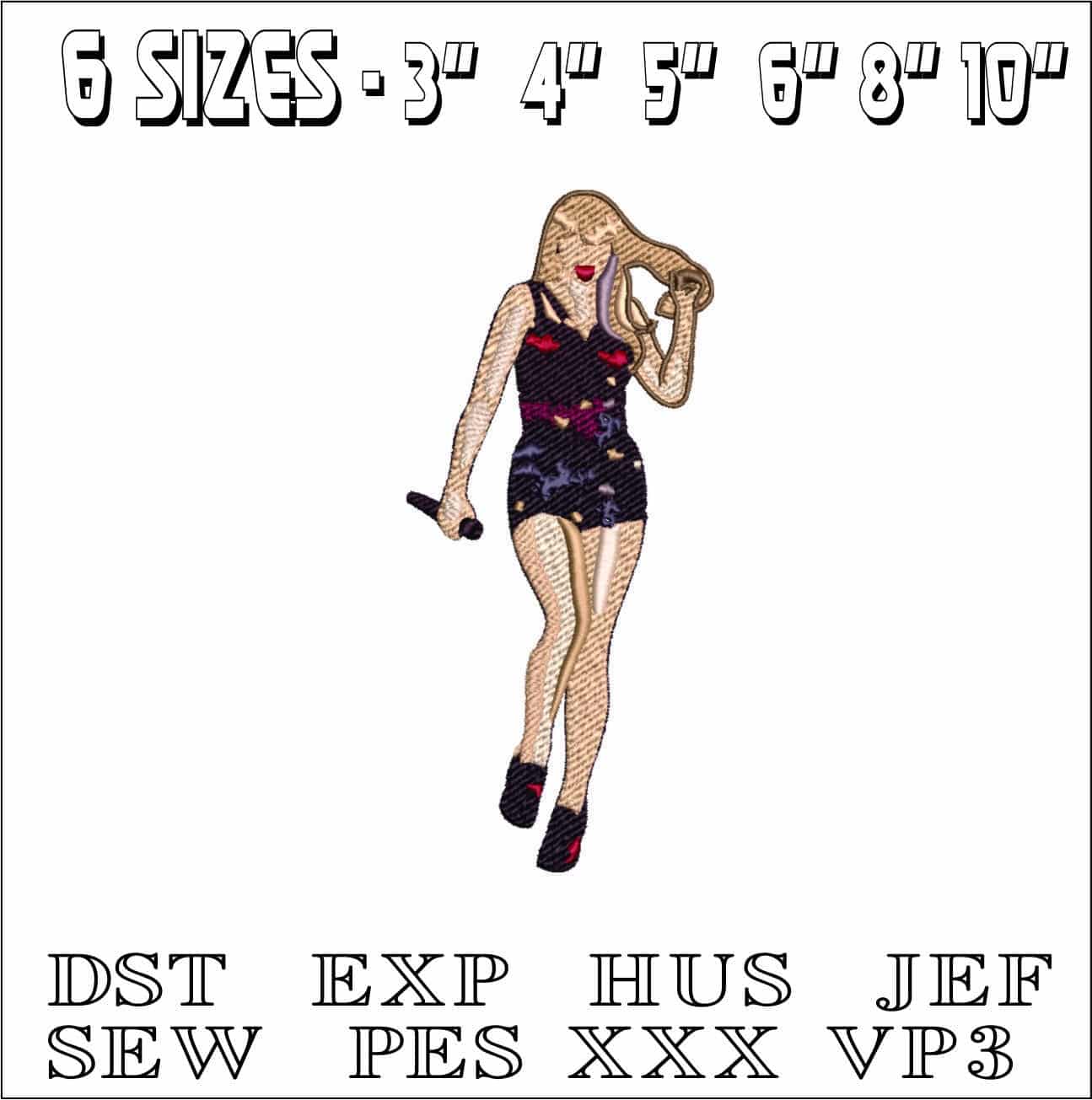 Taylor Swift Skip- Elegant embroidery design file - instant download — view 2