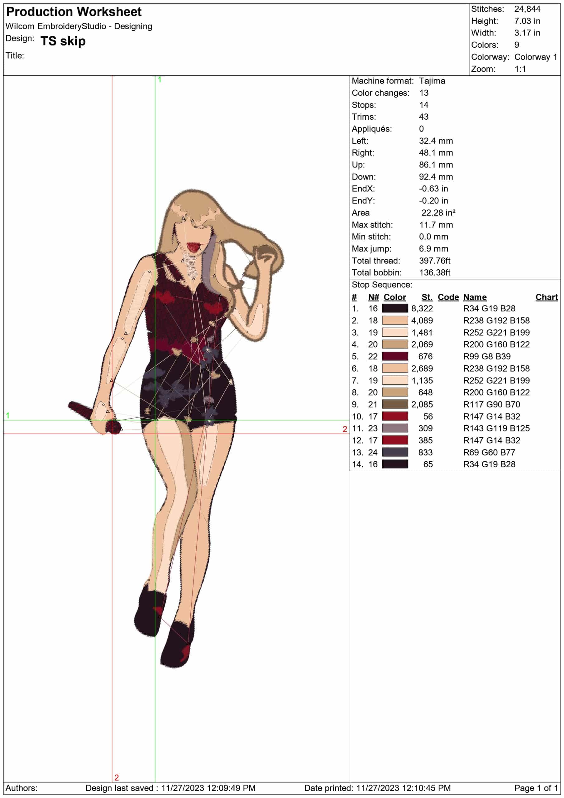 Taylor Swift Skip- Elegant embroidery design file - instant download — view 3
