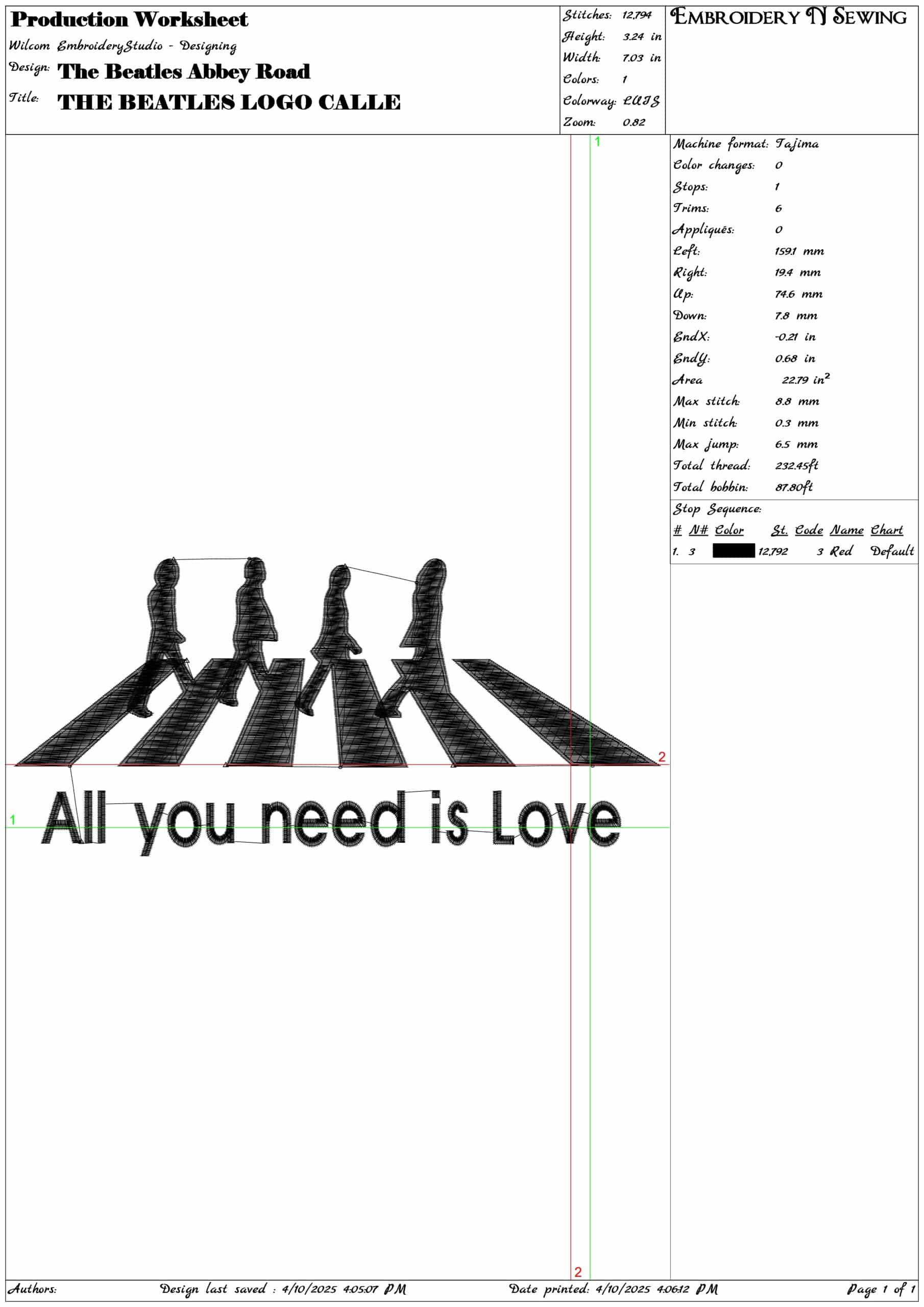 The Beatles Abbey Road- Elegant embroidery design file - instant download — view 3