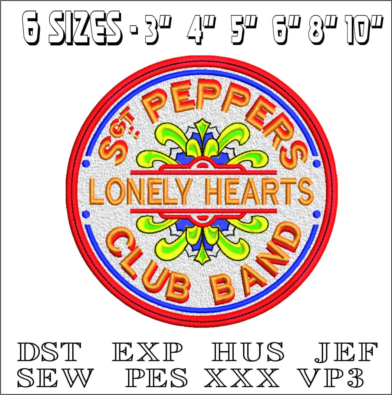 The Beatles Sgt Peppers- Elegant embroidery design file - instant download — view 2