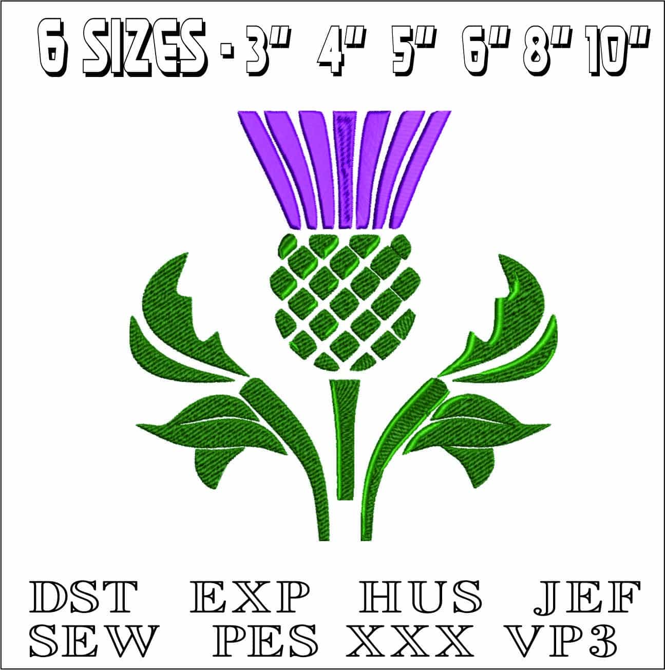 Thistle- Elegant embroidery design file - instant download — view 2