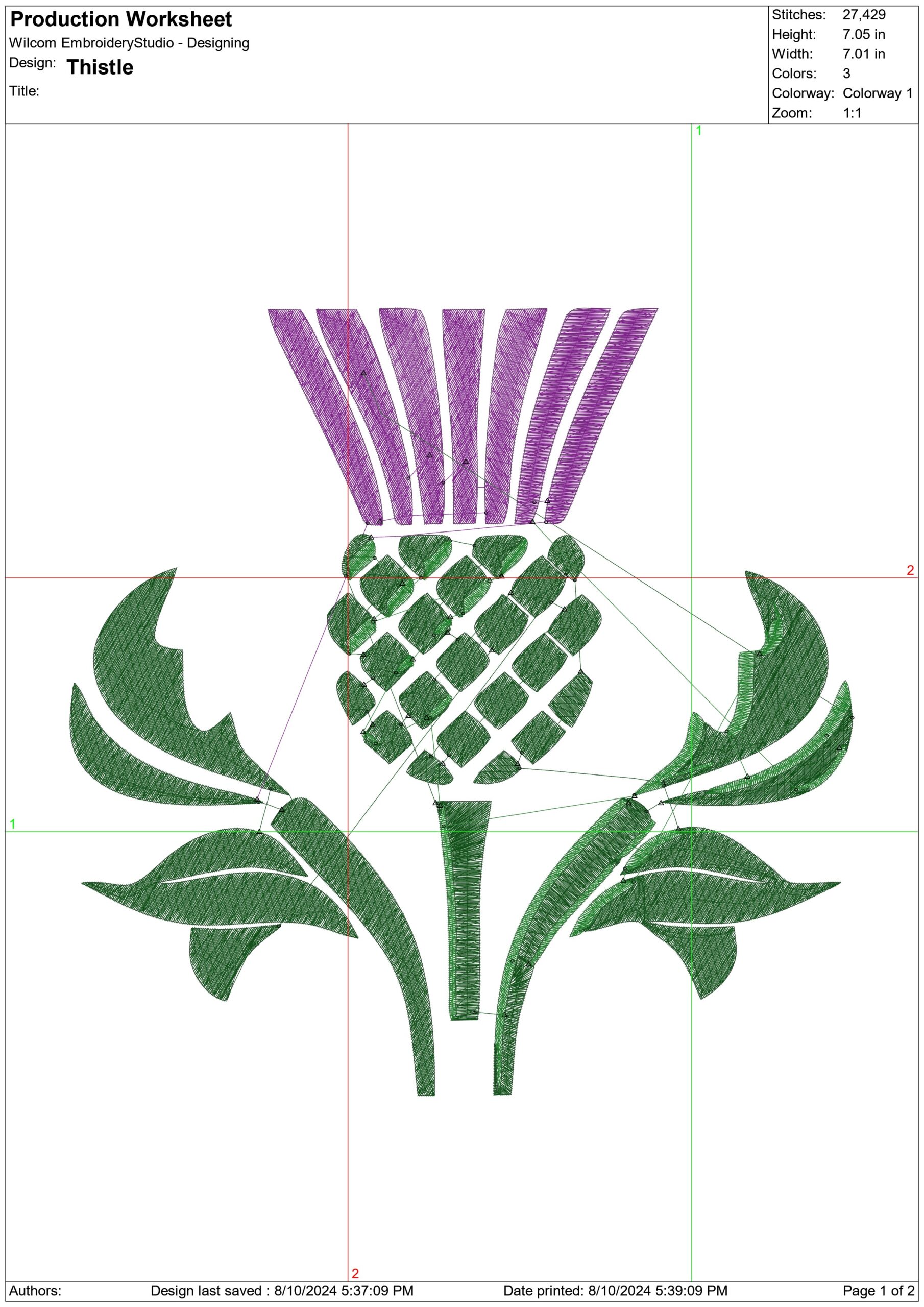 Thistle- Elegant embroidery design file - instant download — view 3