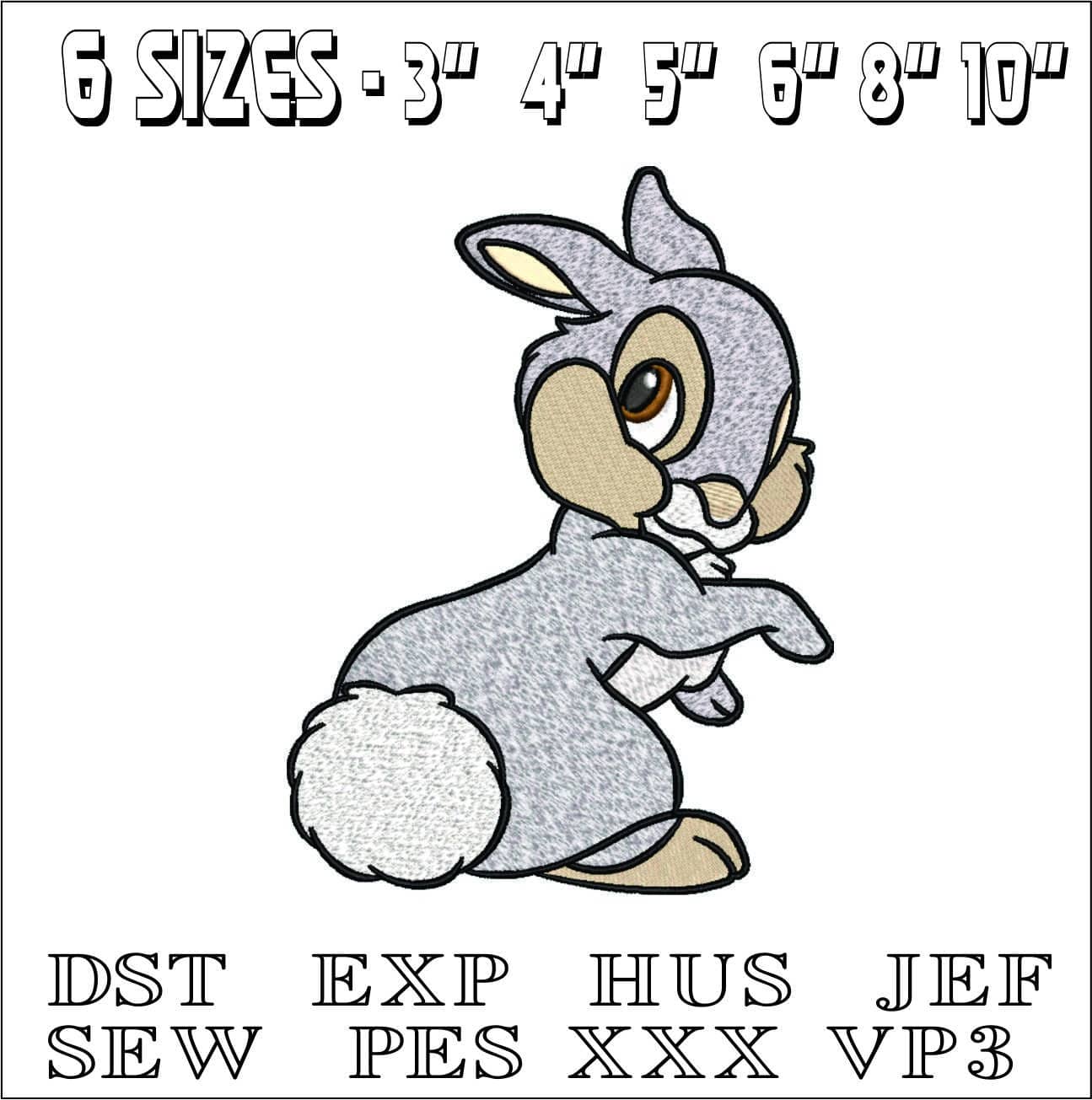 Thumper Disney- Elegant embroidery design file - instant download — view 2