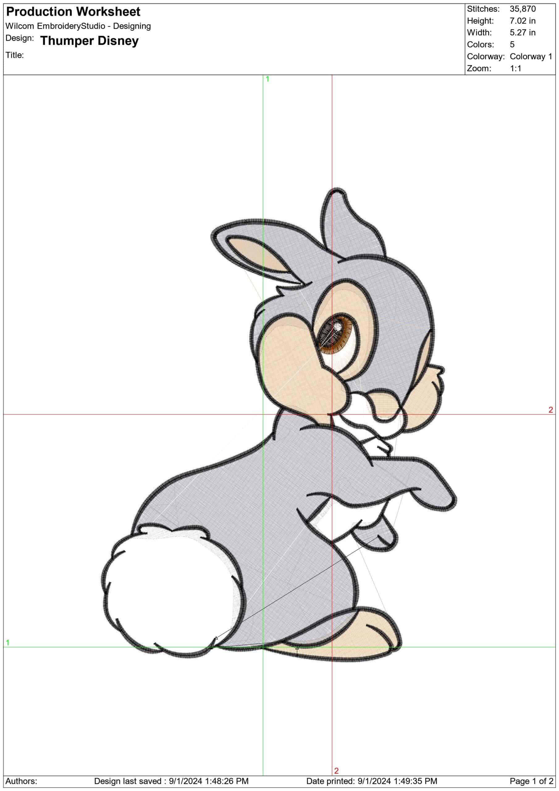 Thumper Disney- Elegant embroidery design file - instant download — view 4