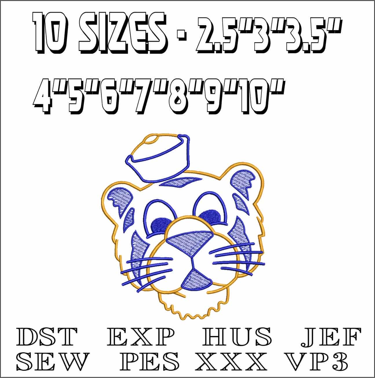 Tiger 1955 Outline (not applique)- Elegant embroidery design file - instant download — view 2