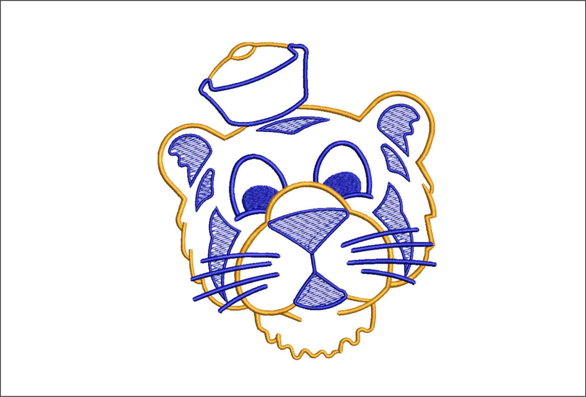 Tiger 1955 Outline (not applique)- Elegant embroidery design file - instant download