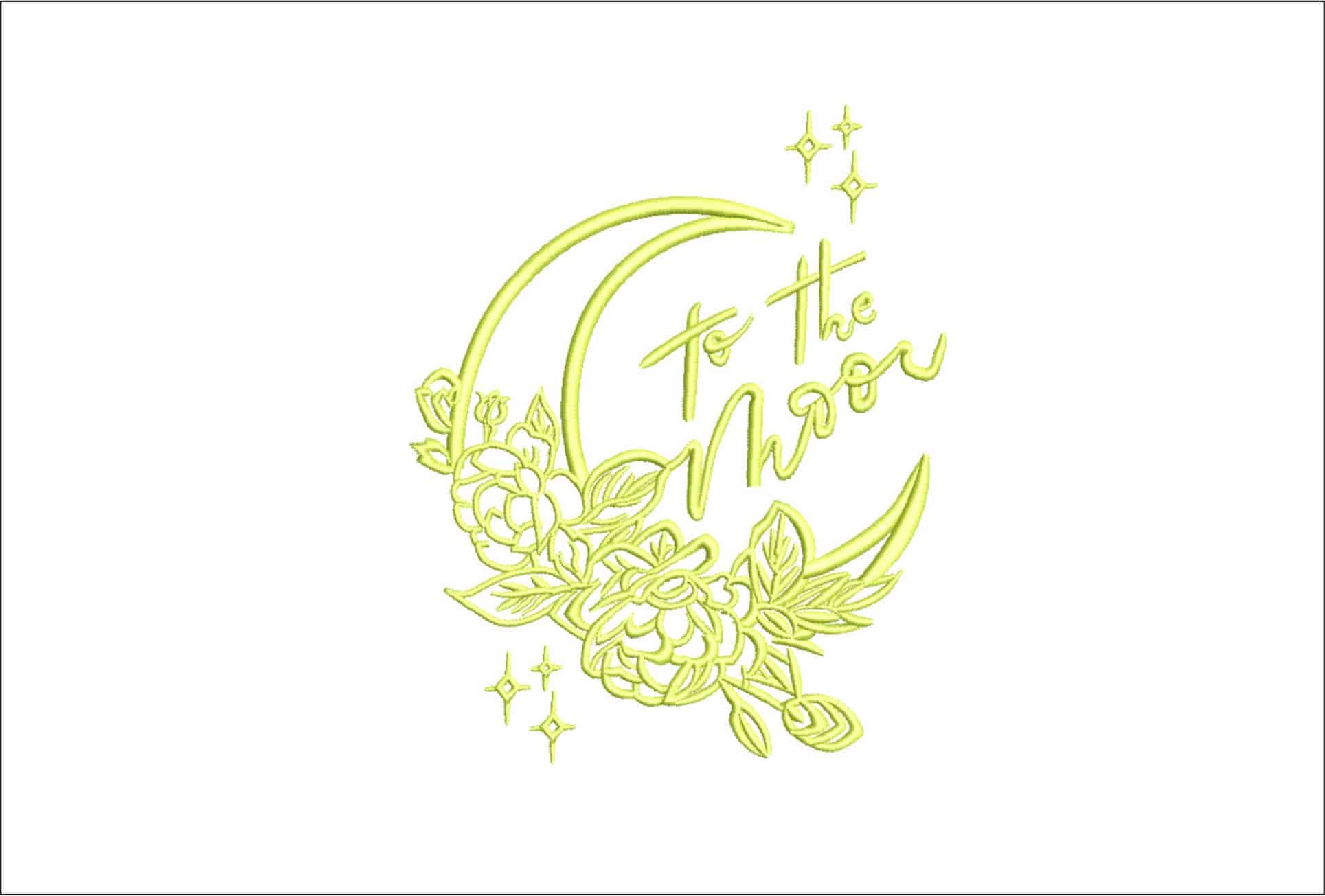To the Moon- Elegant embroidery design file - instant download
