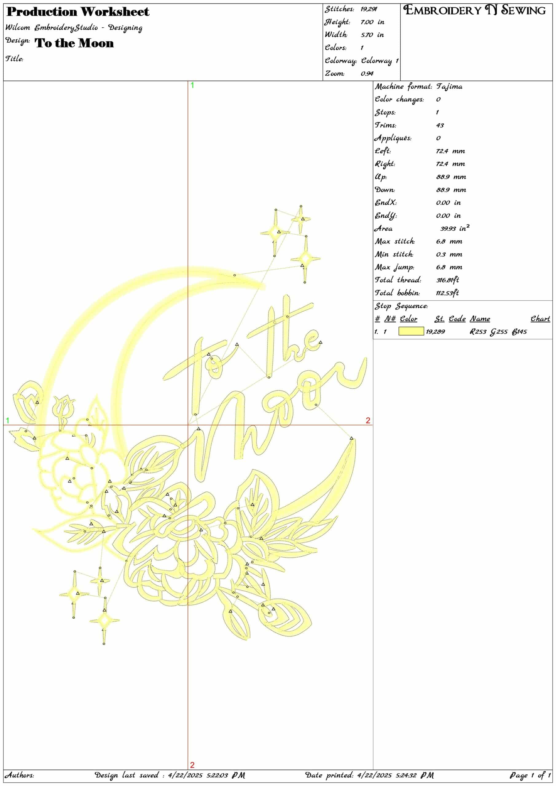 To the Moon- Elegant embroidery design file - instant download — view 3