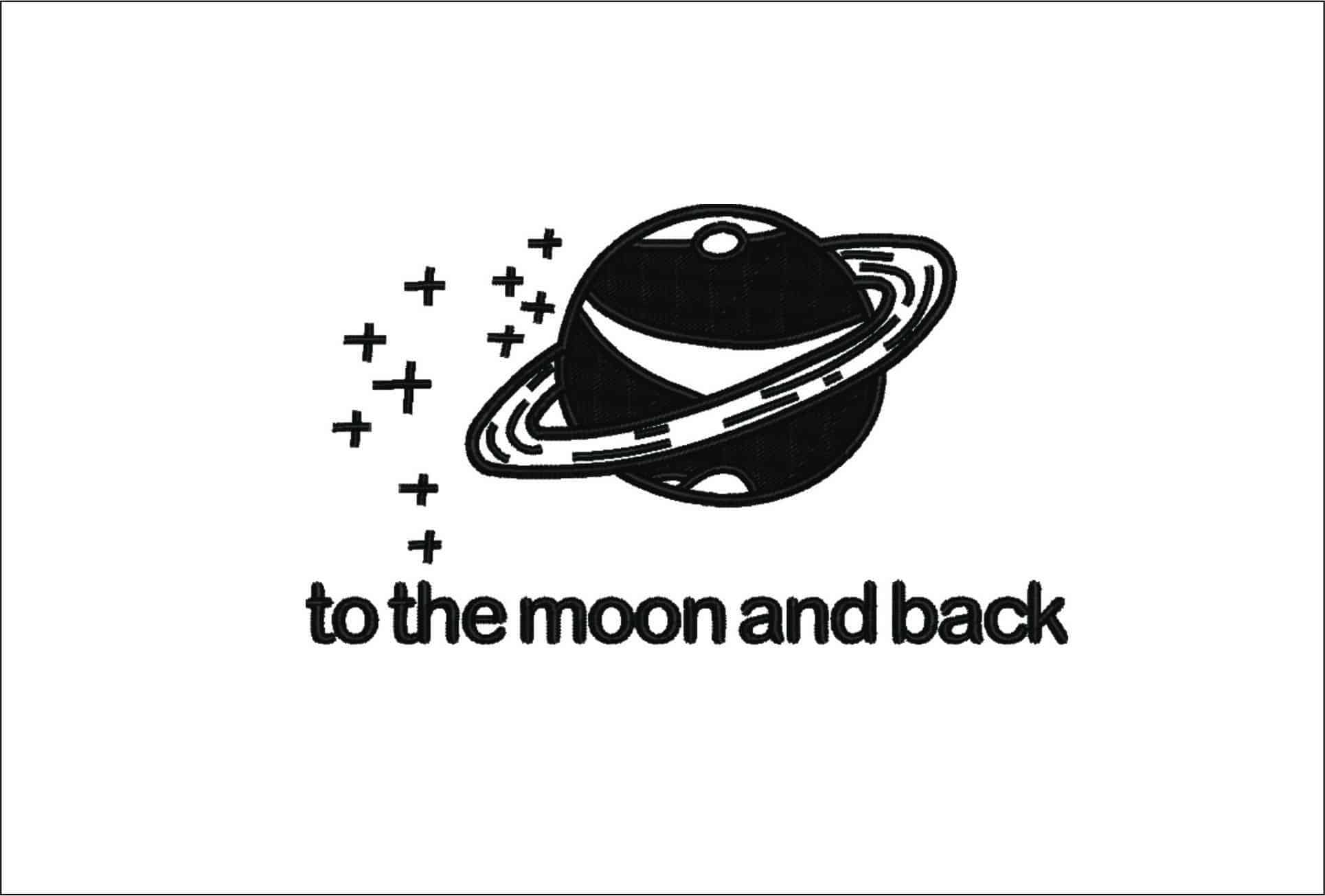 To the Moon and Back- Elegant embroidery design file - instant download