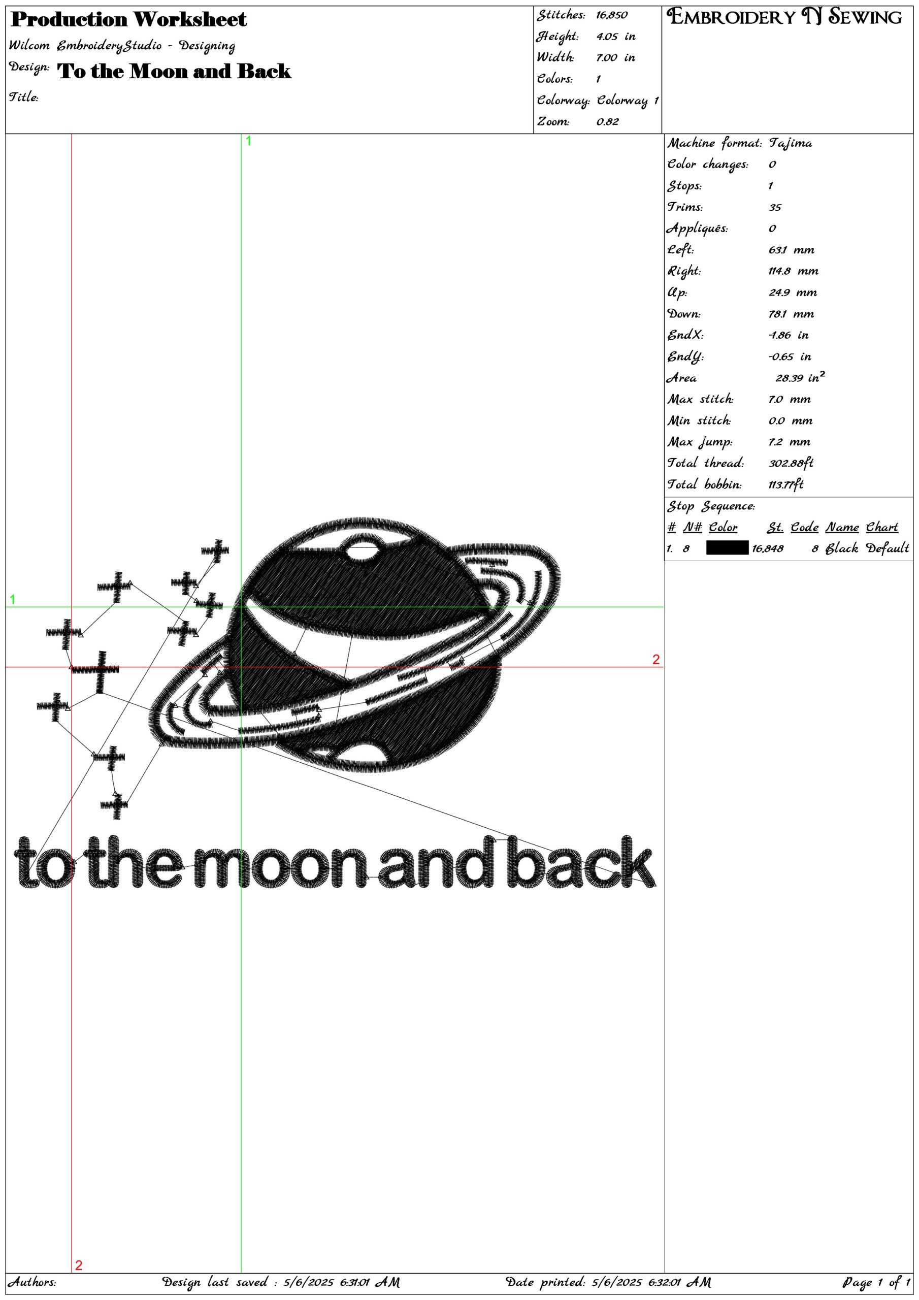 To the Moon and Back- Elegant embroidery design file - instant download — view 3