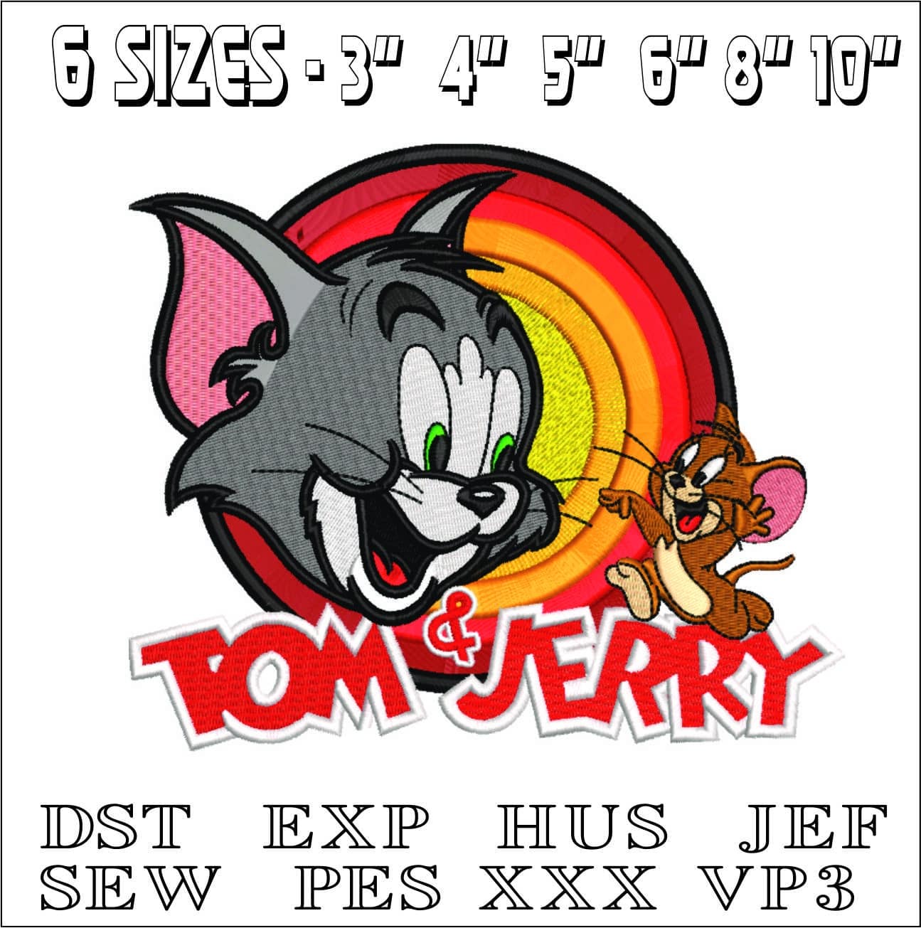 Tom & Jerry- Elegant embroidery design file - instant download — view 2