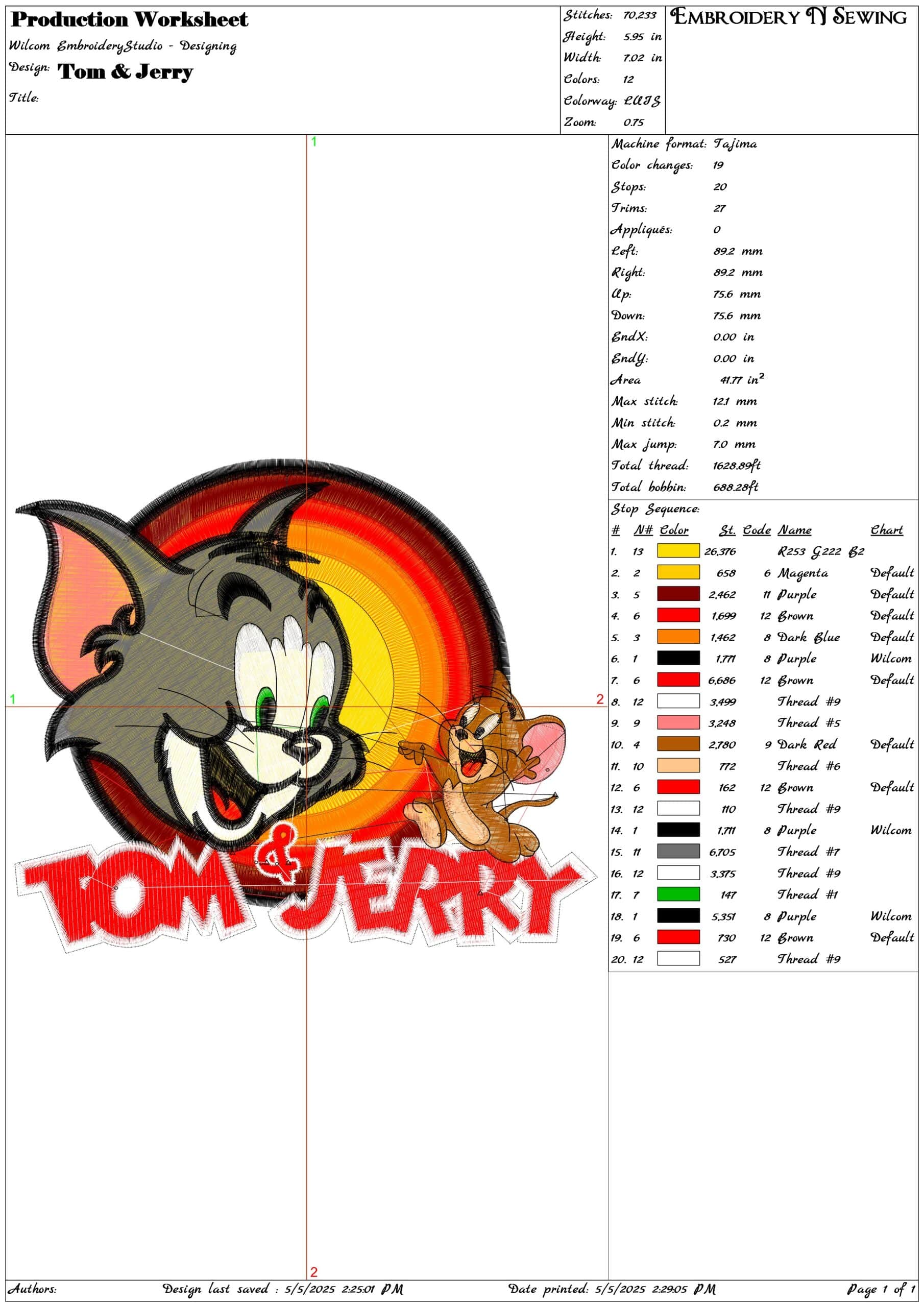 Tom & Jerry- Elegant embroidery design file - instant download — view 3