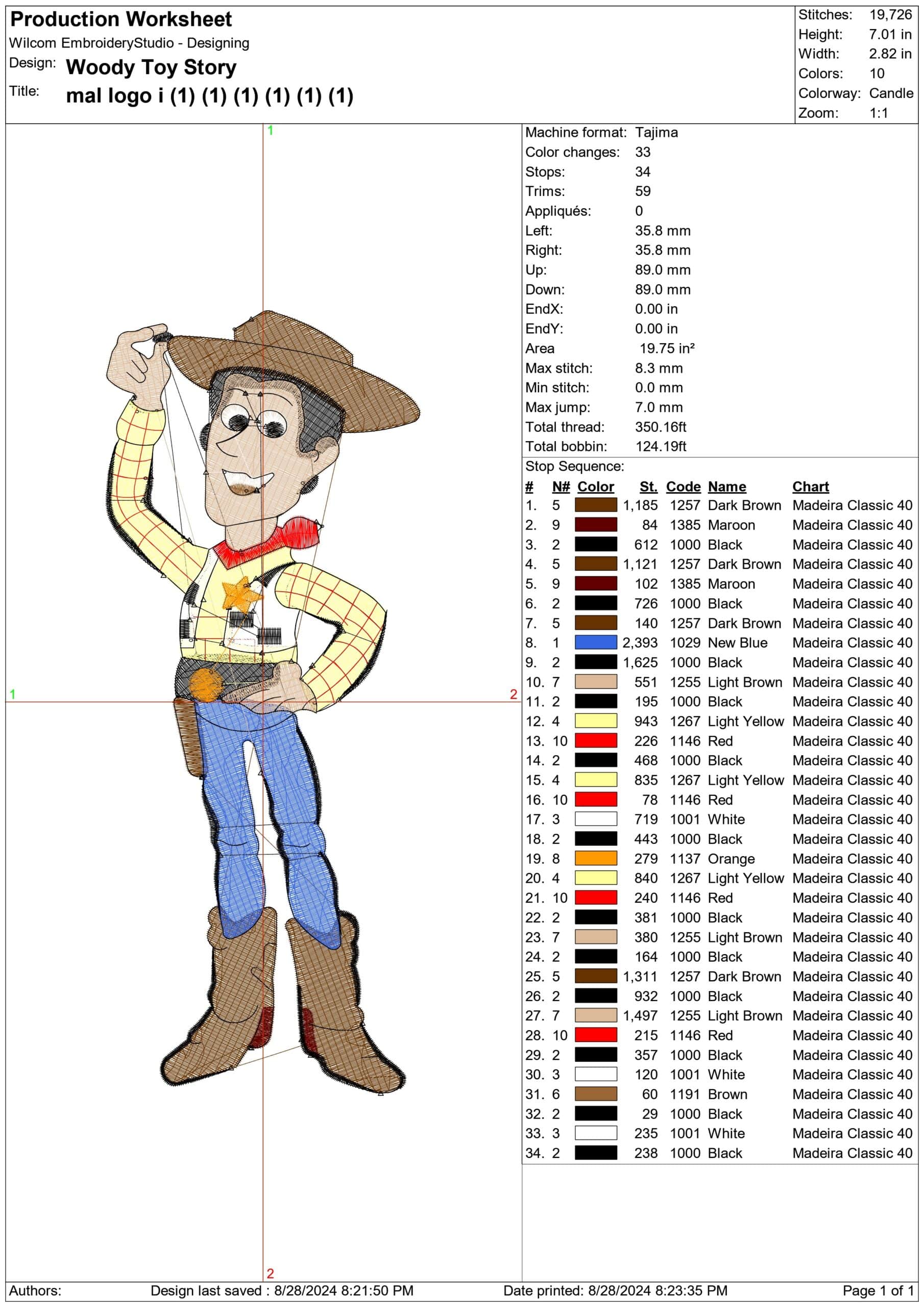 Toy Story Woody- Elegant embroidery design file - instant download — view 3