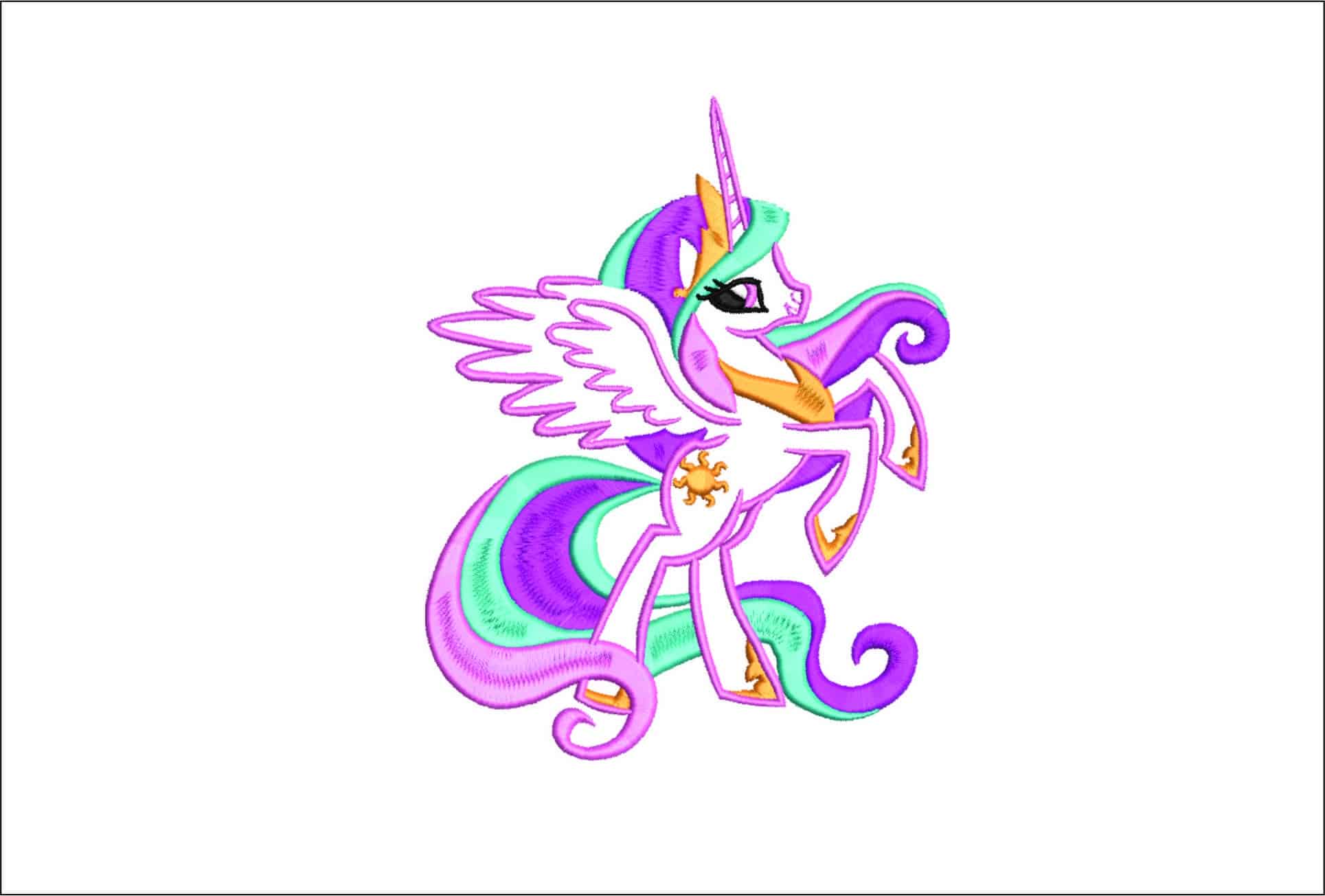 Unicorn Applique- Elegant embroidery design file - instant download
