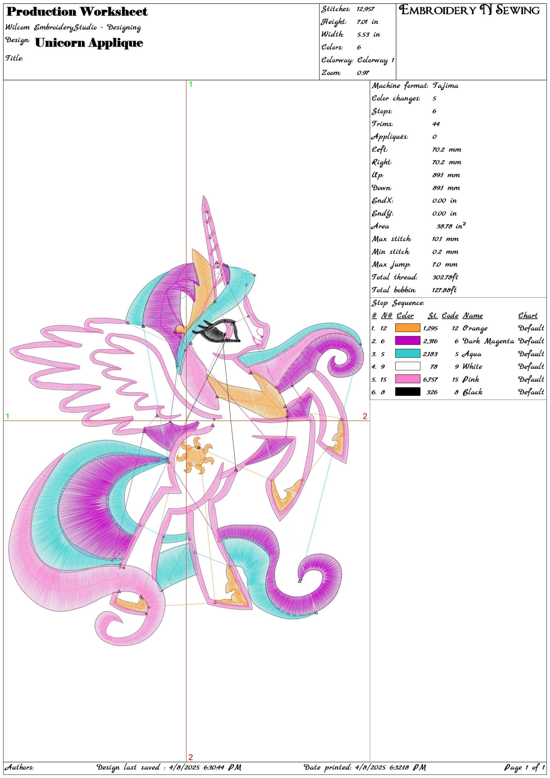 Unicorn Applique- Elegant embroidery design file - instant download — view 3