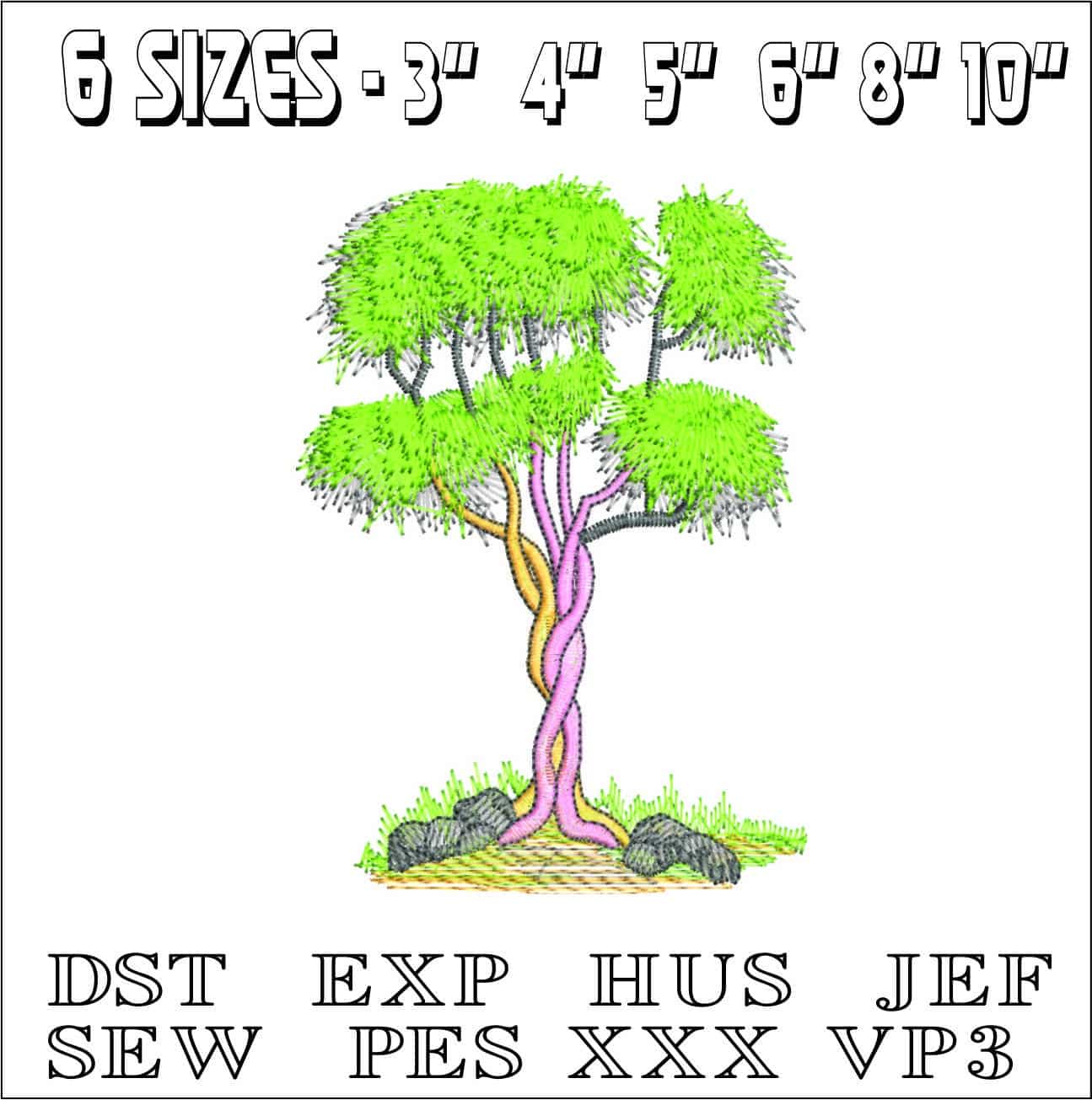 Twisted Tree- Elegant embroidery design file - instant download — view 2