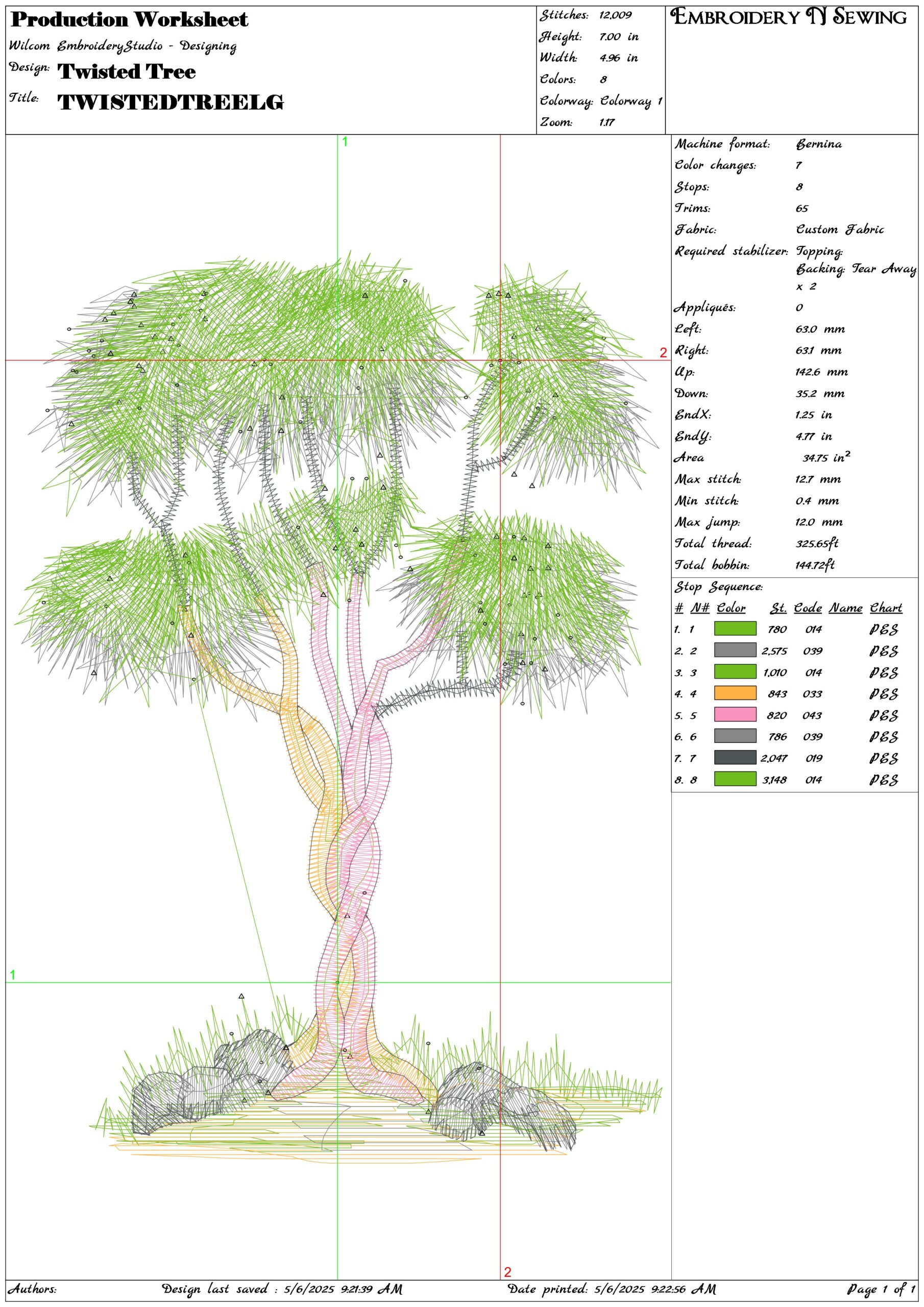 Twisted Tree- Elegant embroidery design file - instant download — view 3