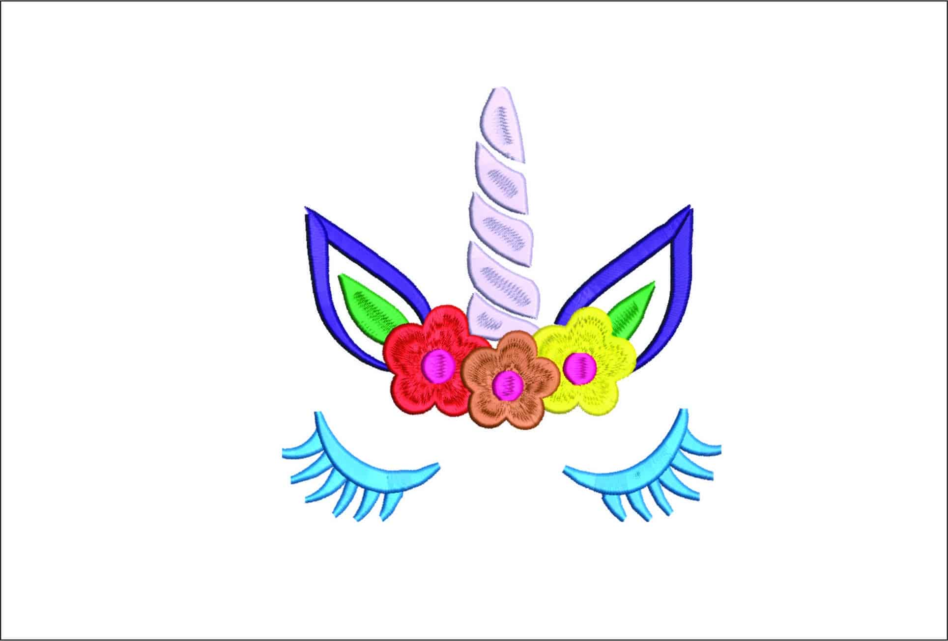 Unicorn Face Silver horn- Elegant embroidery design file - instant download