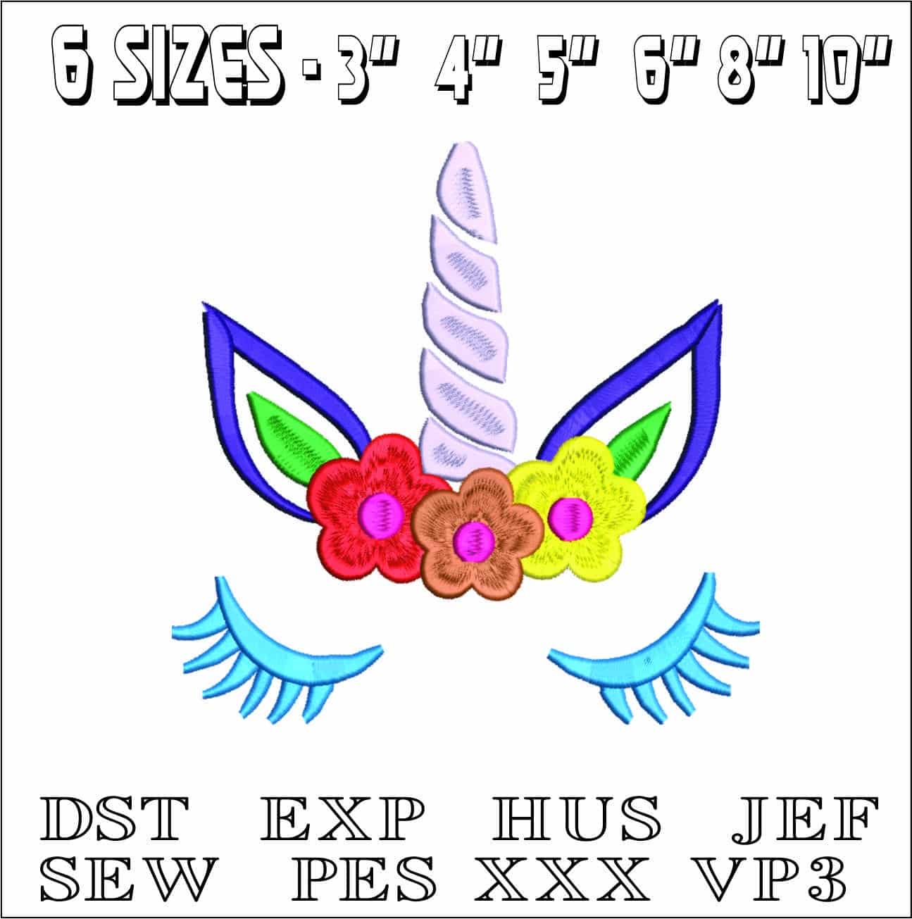 Unicorn Face Silver horn- Elegant embroidery design file - instant download — view 2