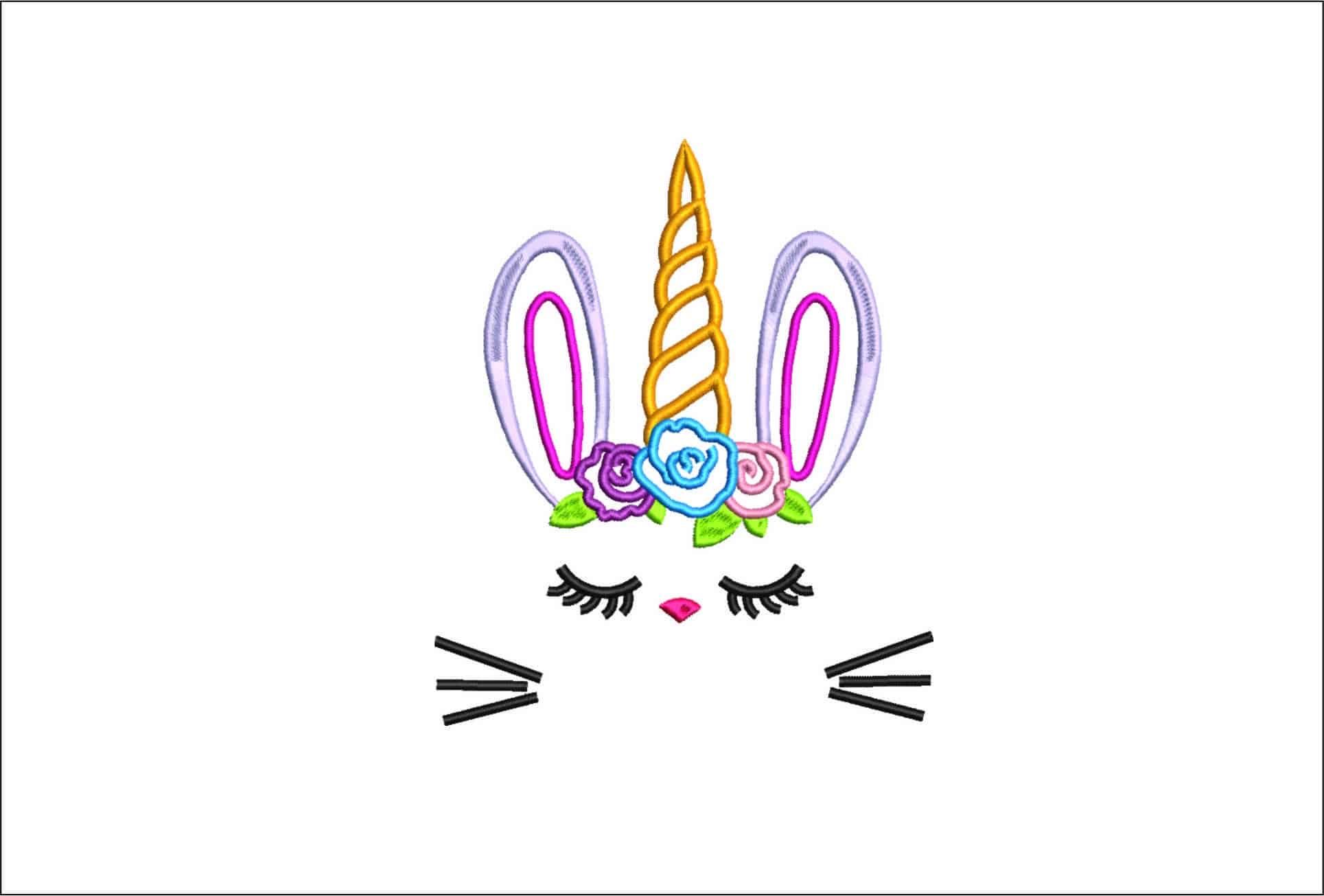 Unicorn Girl Face- Elegant embroidery design file - instant download