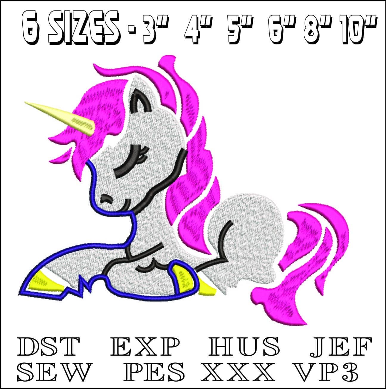 Unicorn Sitting- Elegant embroidery design file - instant download — view 2