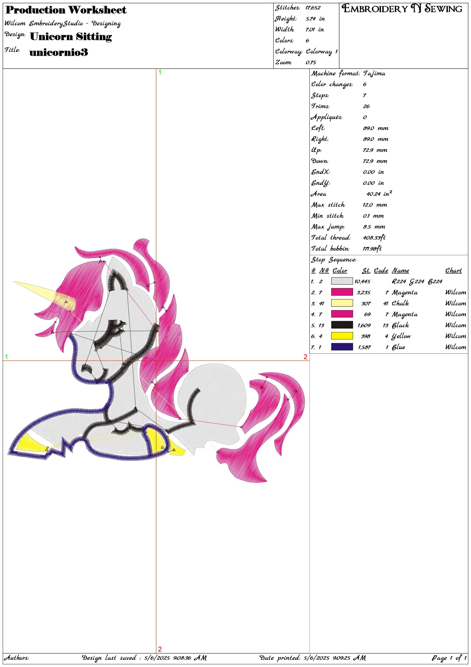 Unicorn Sitting- Elegant embroidery design file - instant download — view 3