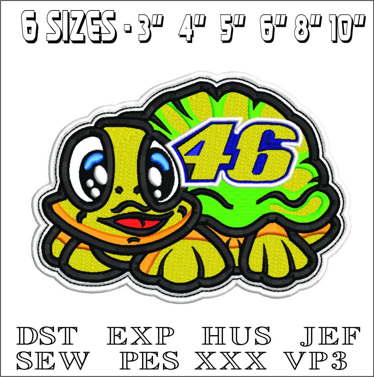 Valentino Rossi Tortoise 46- Elegant embroidery design file - instant download — view 2