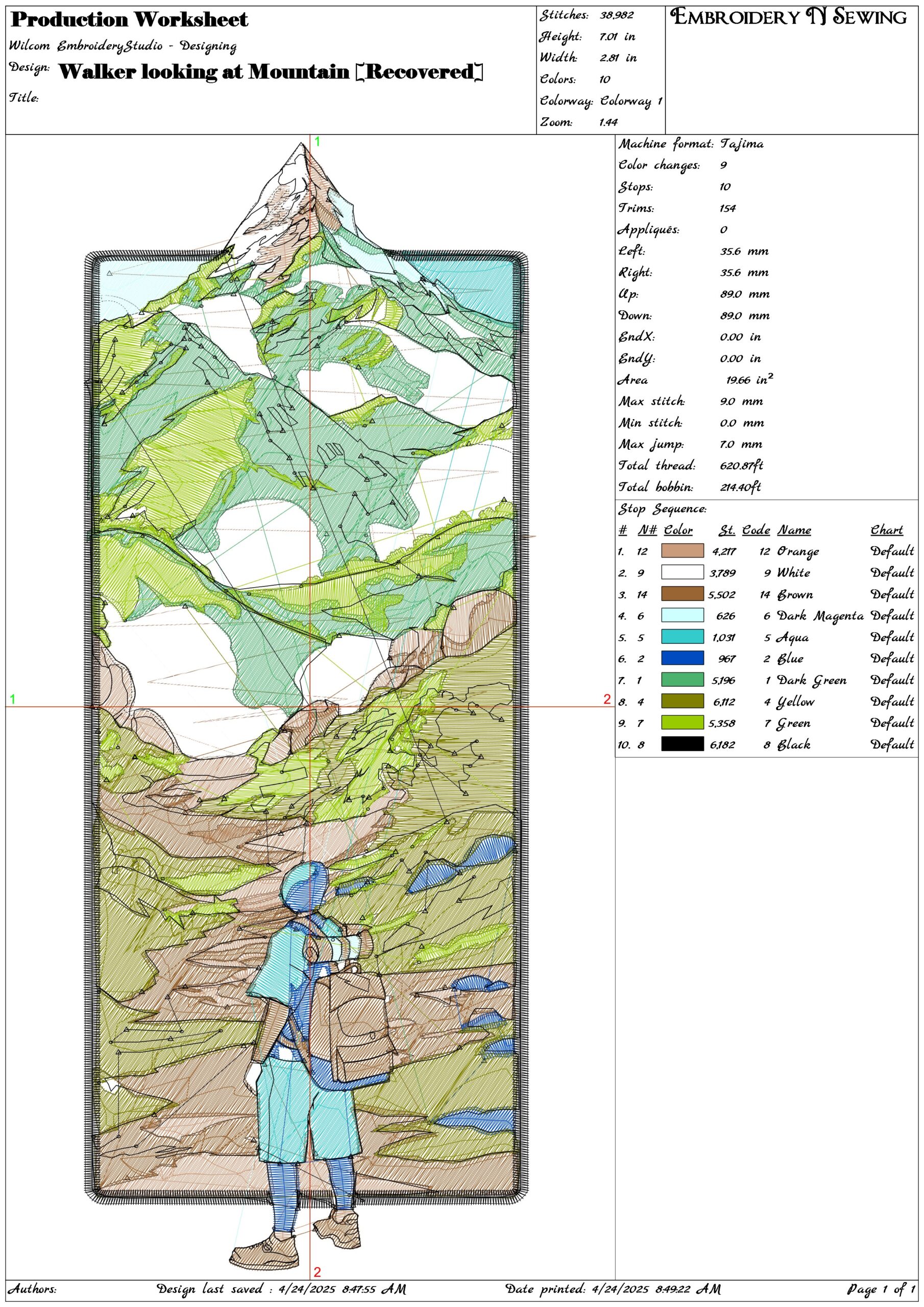 Walker looking at Mountain- Elegant embroidery design file - instant download — view 3