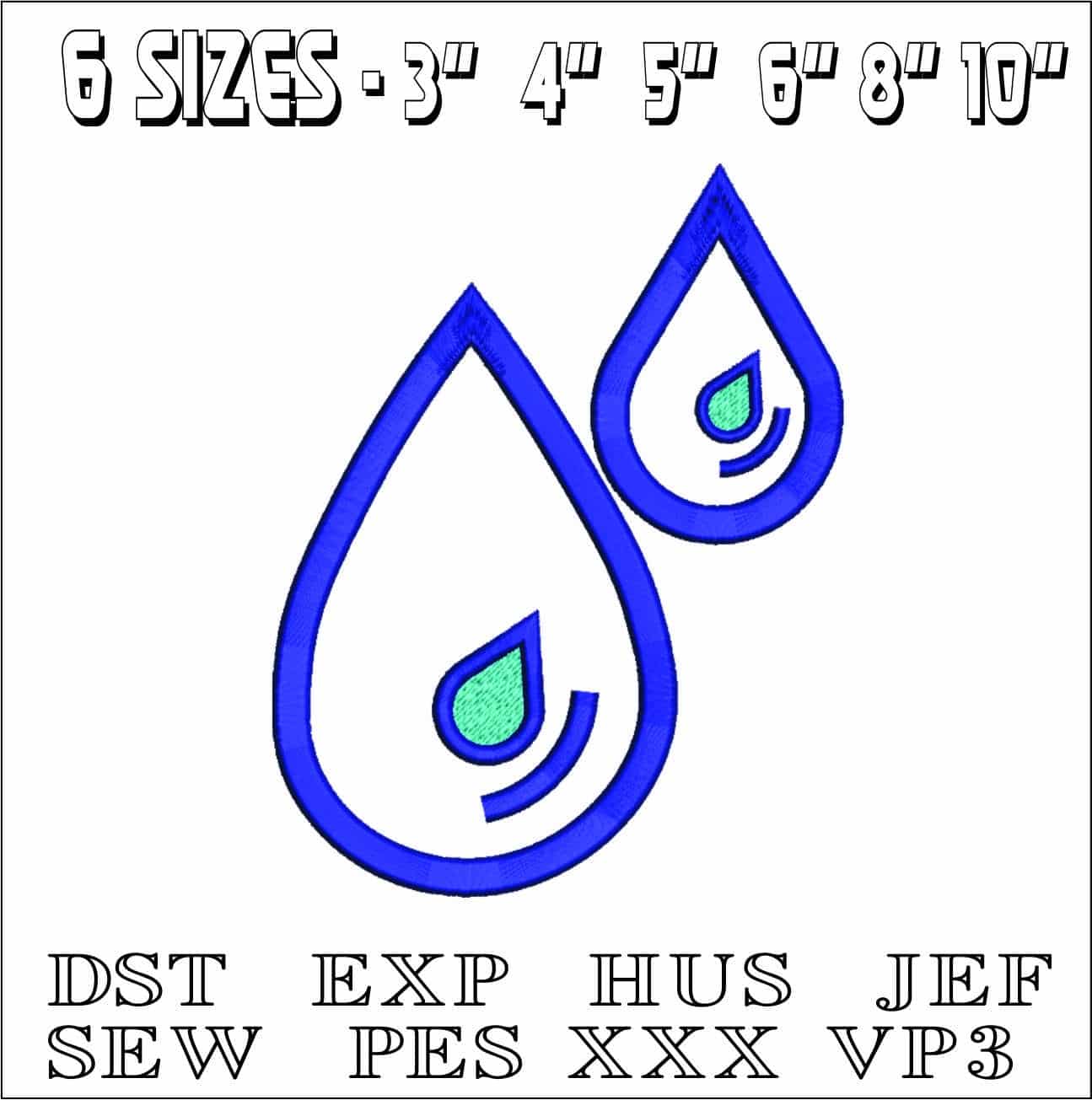 Water Drops- Elegant embroidery design file - instant download — view 2