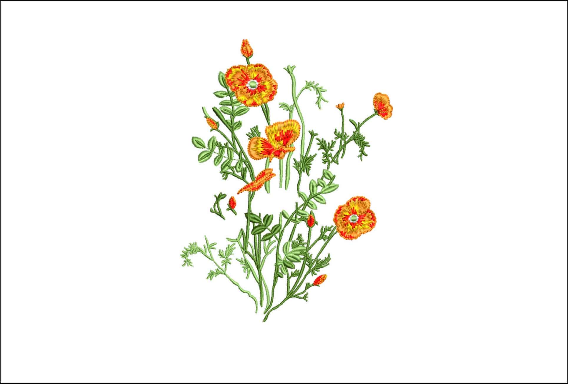 Wild Flowers- Elegant embroidery design file - instant download
