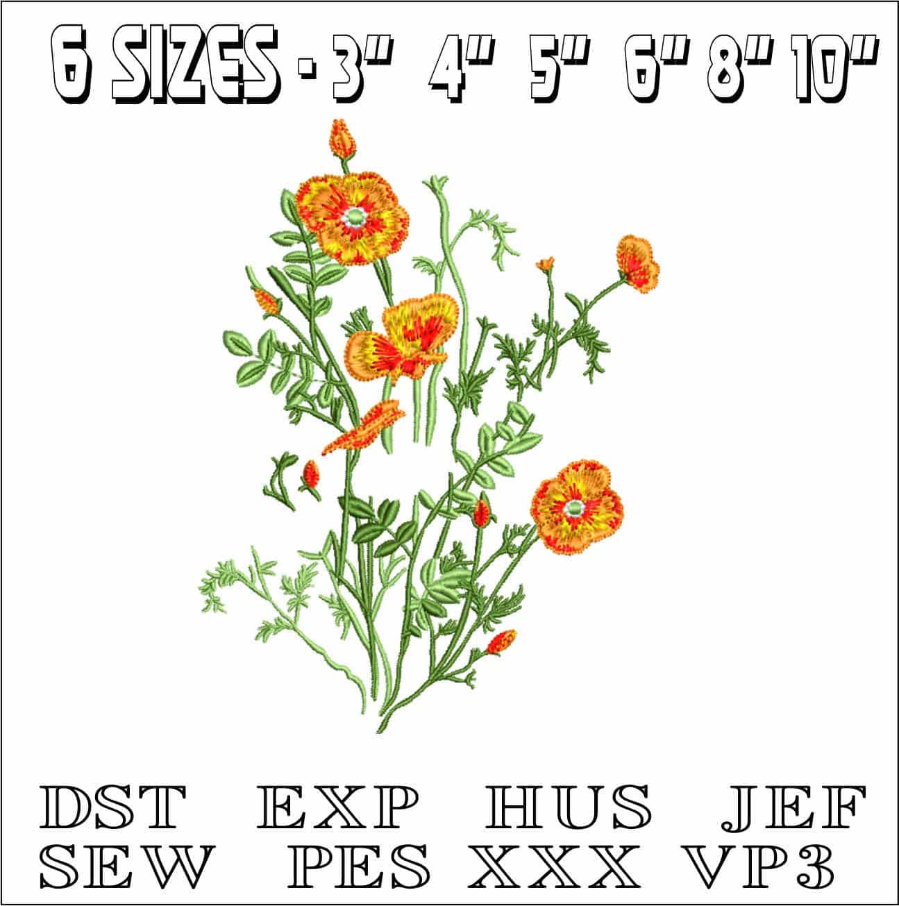 Wild Flowers- Elegant embroidery design file - instant download — view 2