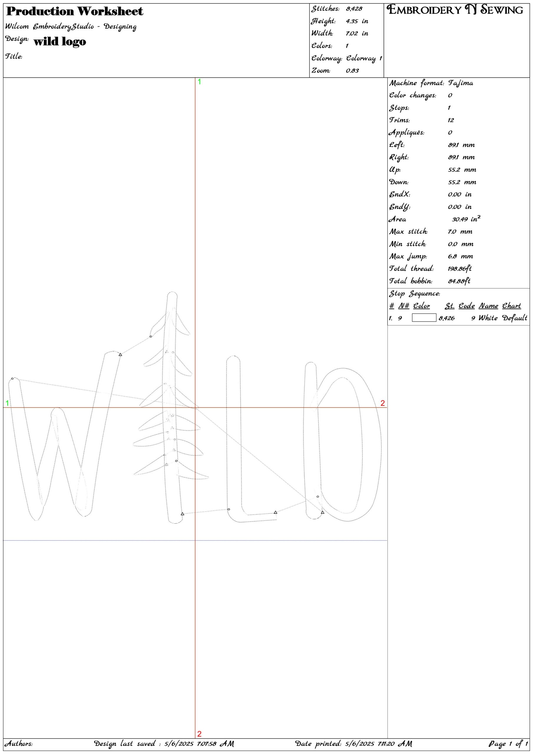 Wild Logo- Elegant embroidery design file - instant download — view 3