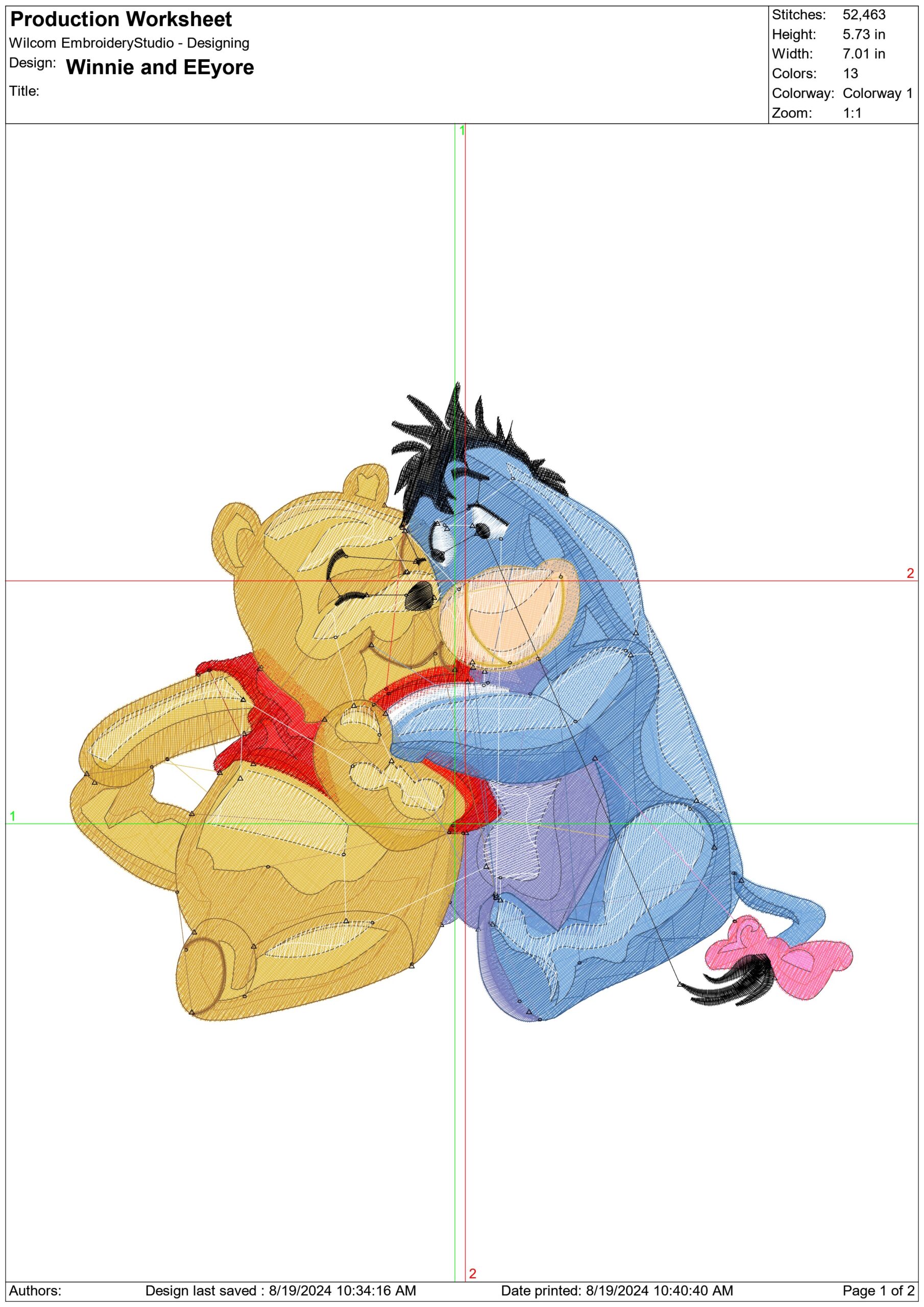Winnie and Eyore- Elegant embroidery design file - instant download — view 4