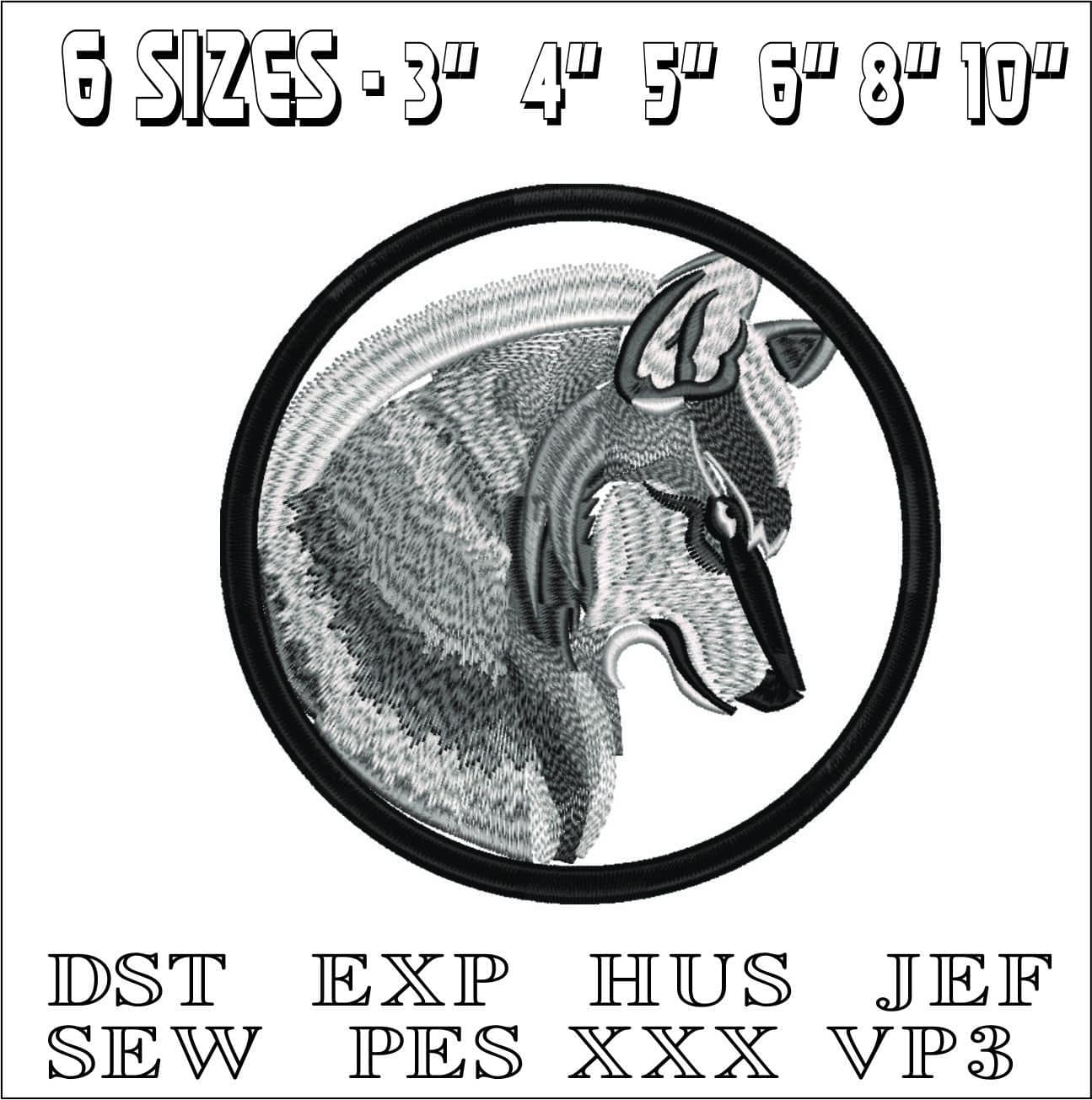 Wolf in a Frame- Elegant embroidery design file - instant download — view 2