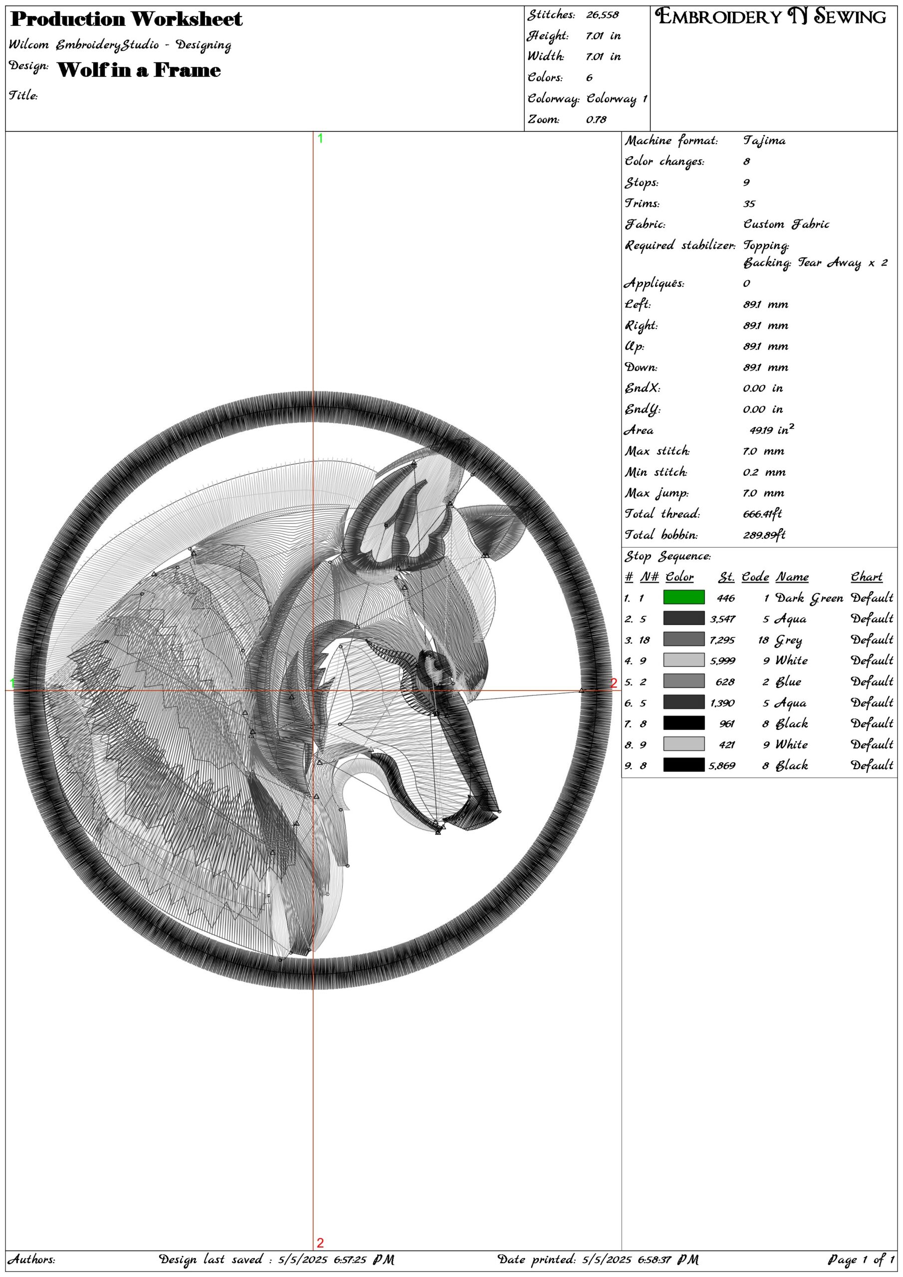 Wolf in a Frame- Elegant embroidery design file - instant download — view 3