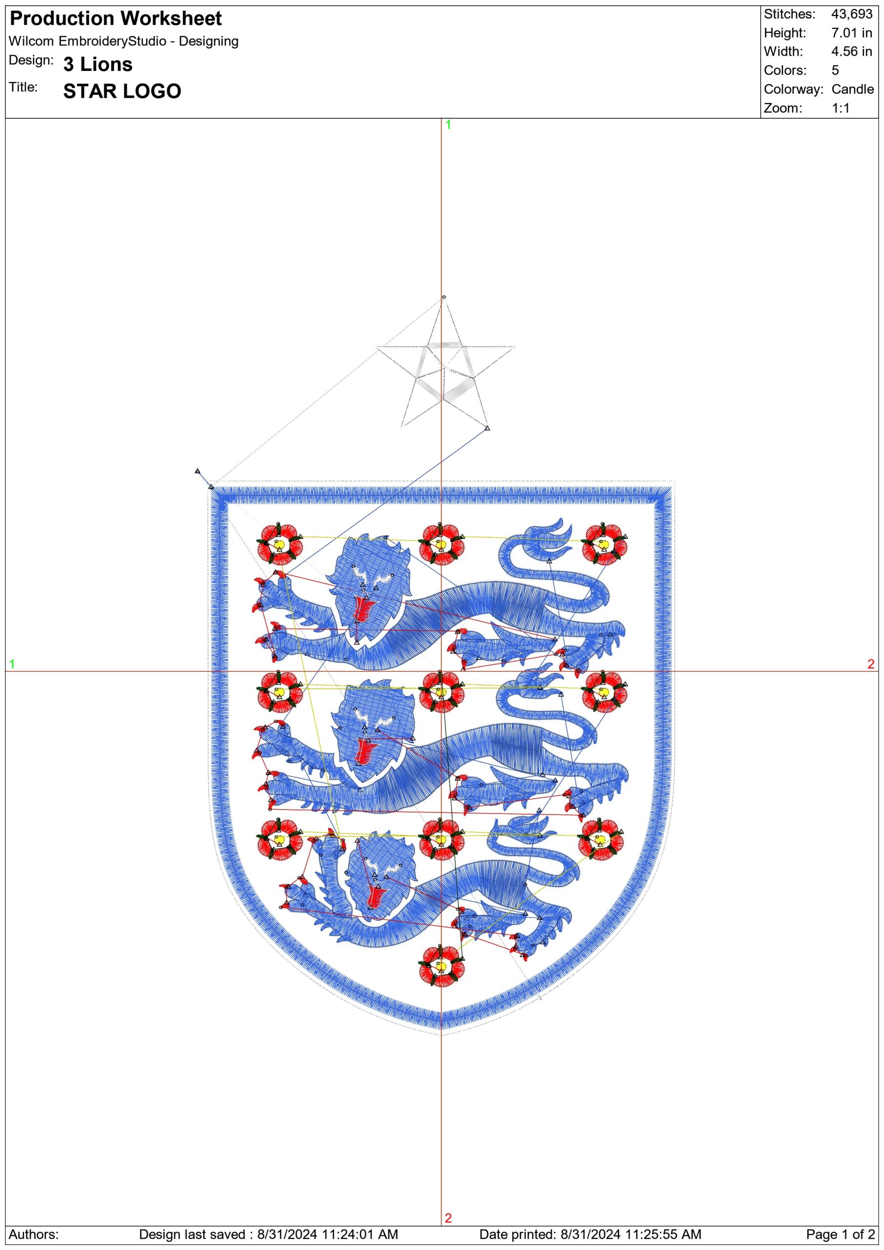 3 Lions- Elegant embroidery design file - instant download — view 3