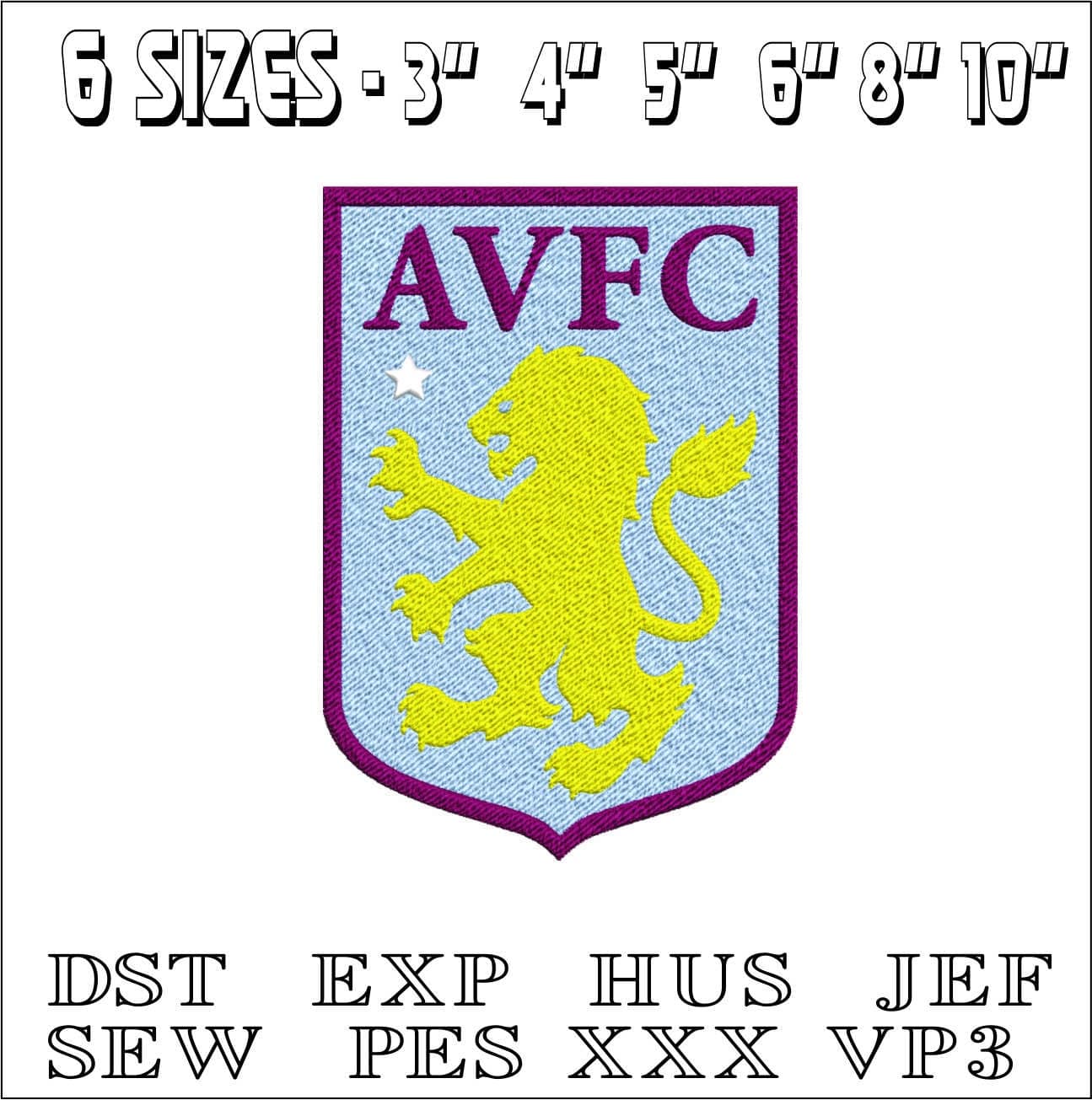 Aston villa- Elegant embroidery design file - instant download — view 2