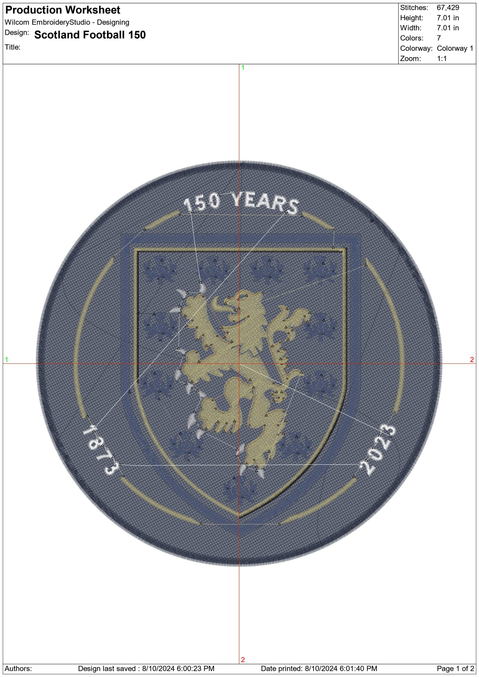 Scotland Football 150- Elegant embroidery design file - instant download — view 3