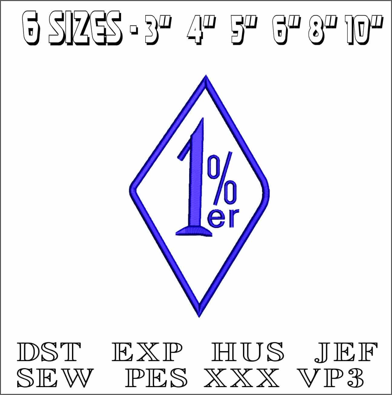 1%er sticker- Elegant embroidery design file - instant download — view 2