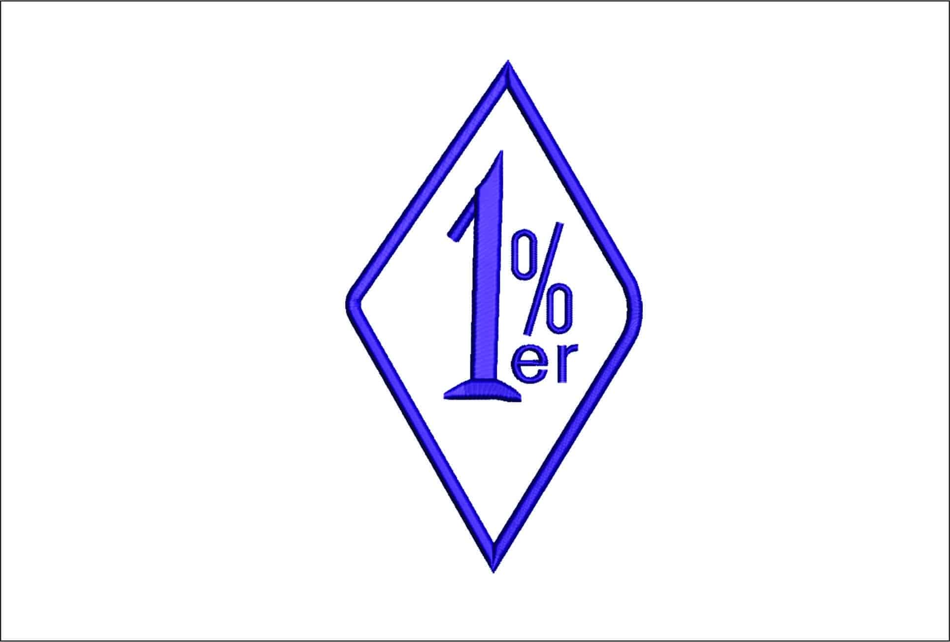 1%er sticker- Elegant embroidery design file - instant download