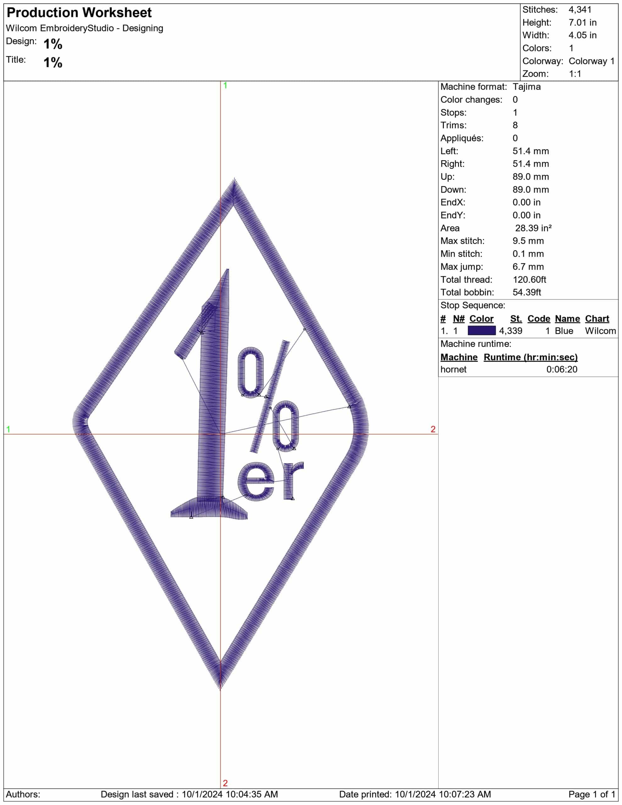 1%er sticker- Elegant embroidery design file - instant download — view 3