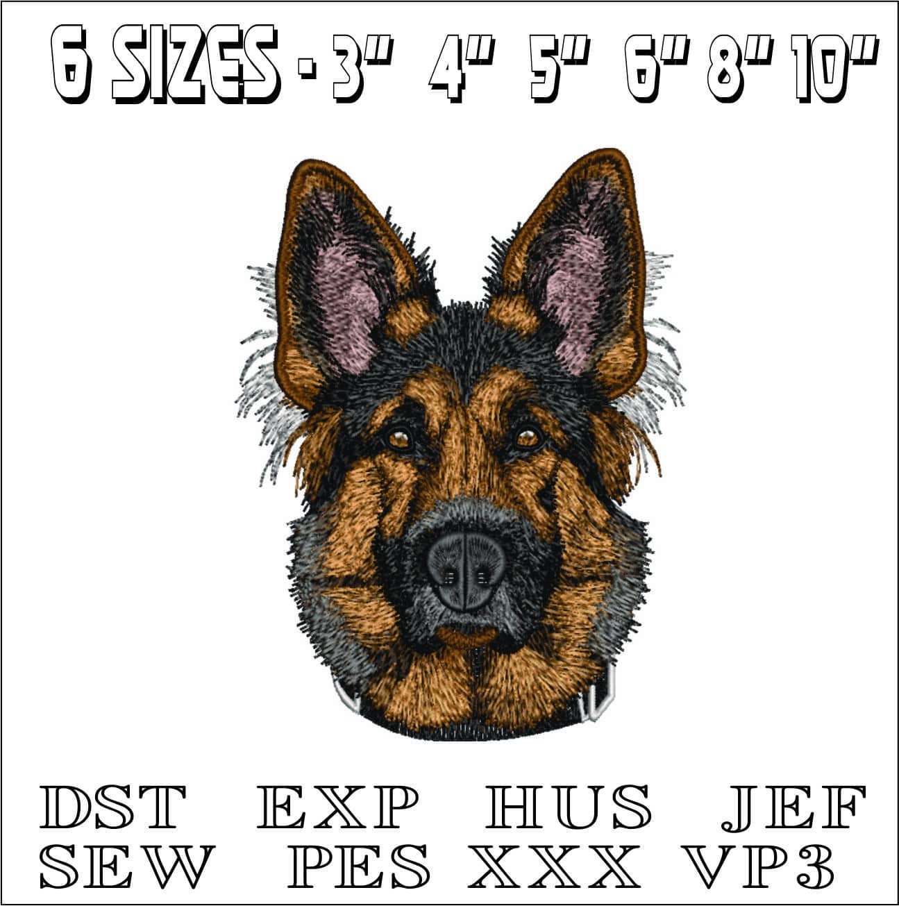 Alsatian German Shepard- Elegant embroidery design file - instant download — view 2