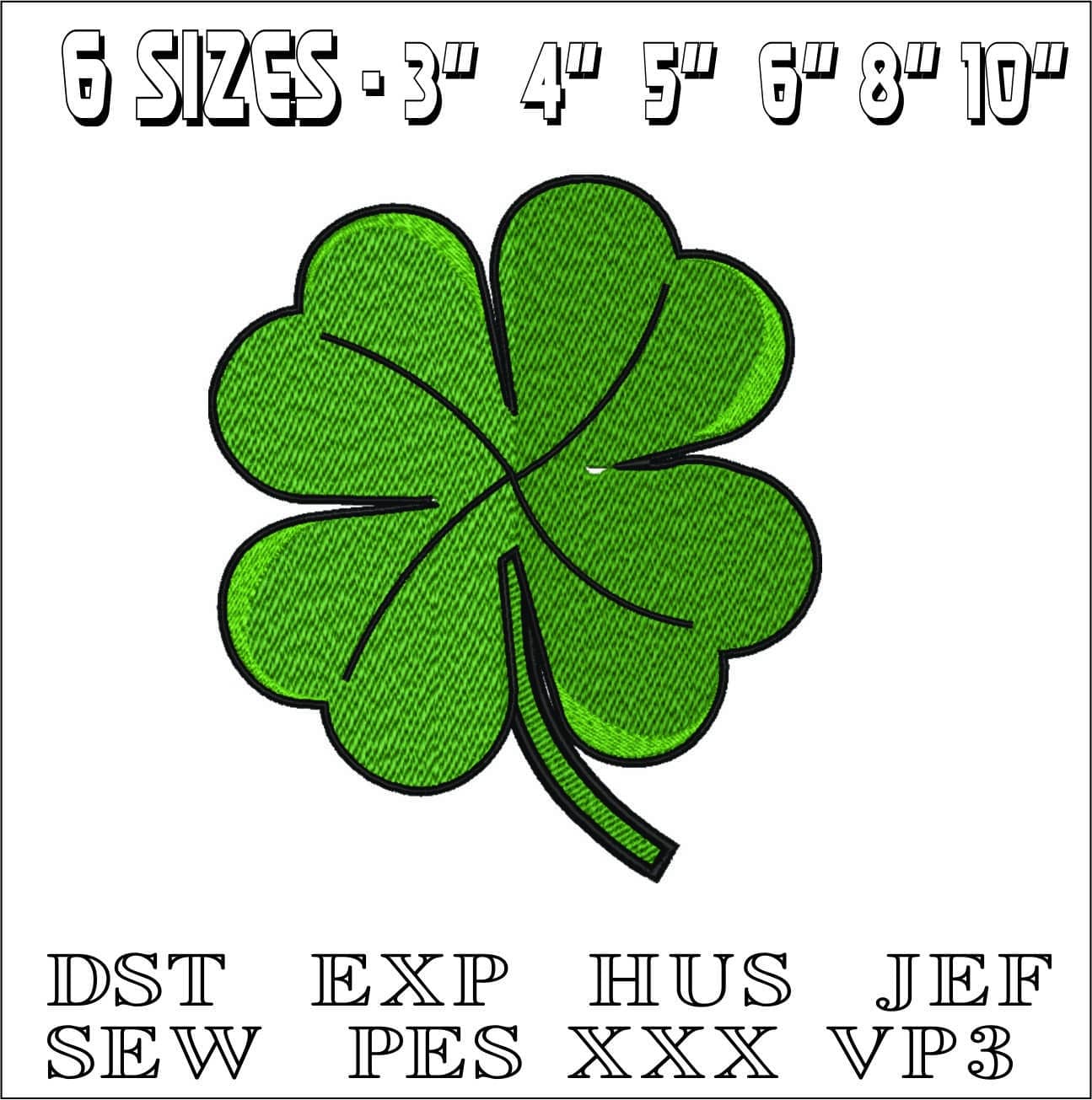4 Leaf Clover- Elegant embroidery design file - instant download — view 2
