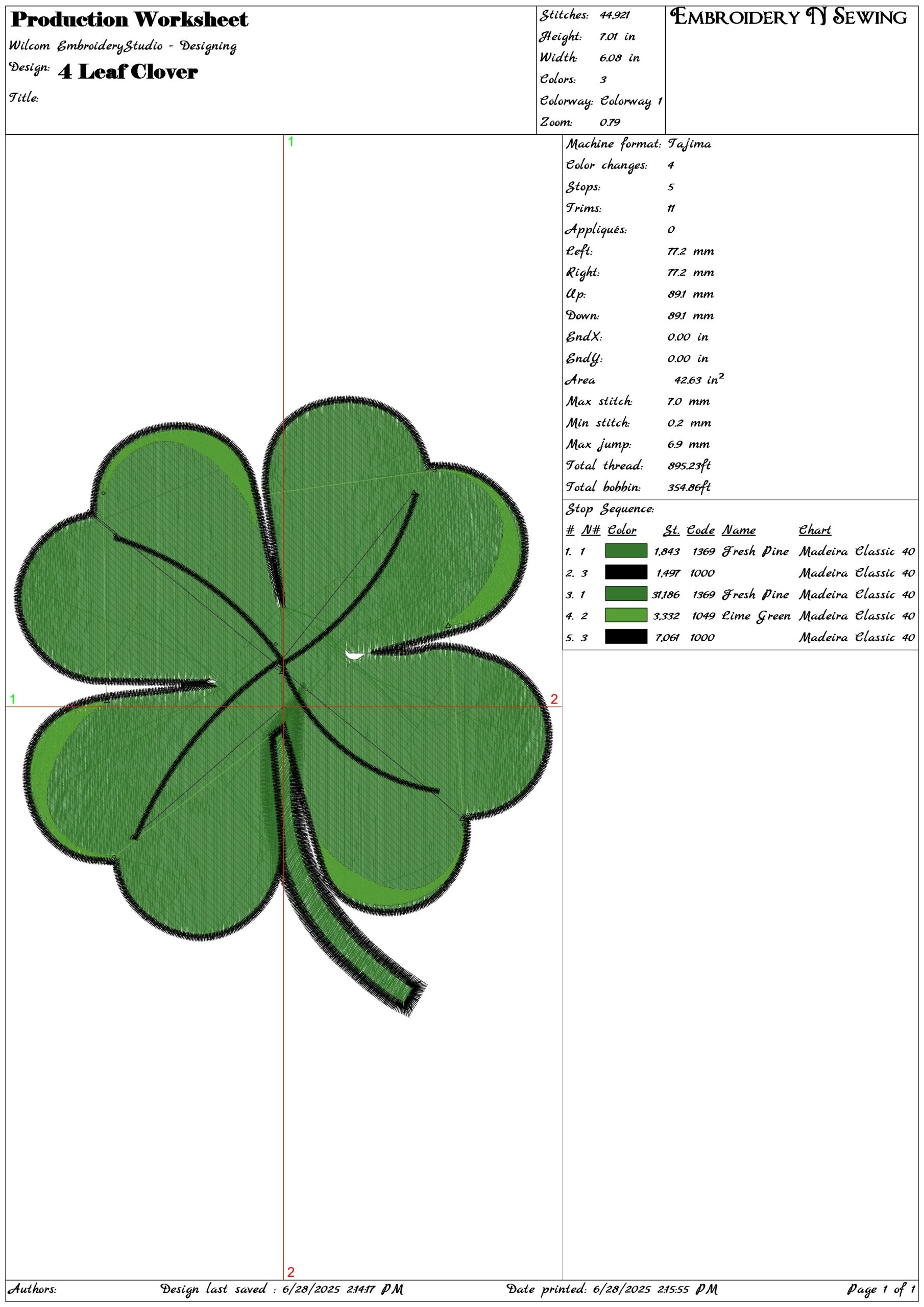 4 Leaf Clover- Elegant embroidery design file - instant download — view 3