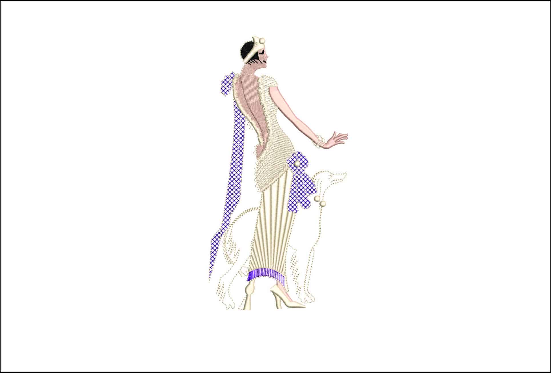 1930 Flapper Lady- Elegant embroidery design file - instant download