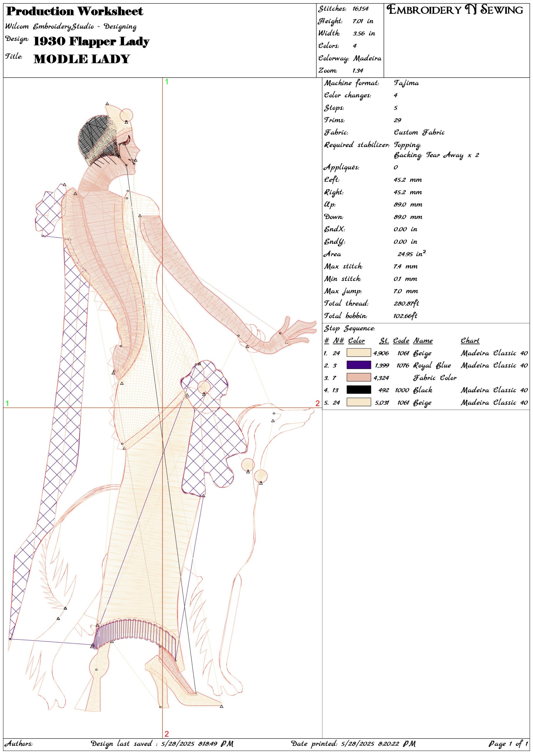 1930 Flapper Lady- Elegant embroidery design file - instant download — view 3