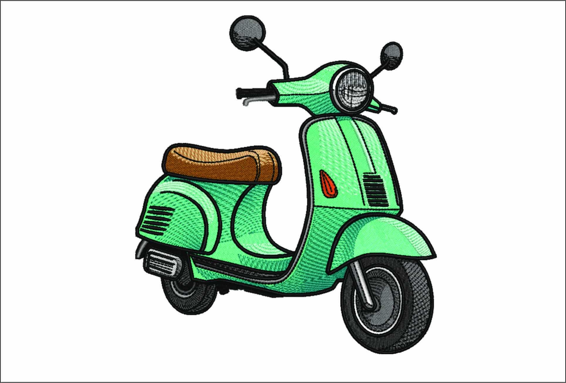 1960's Vespa Scooter- Elegant embroidery design file - instant download