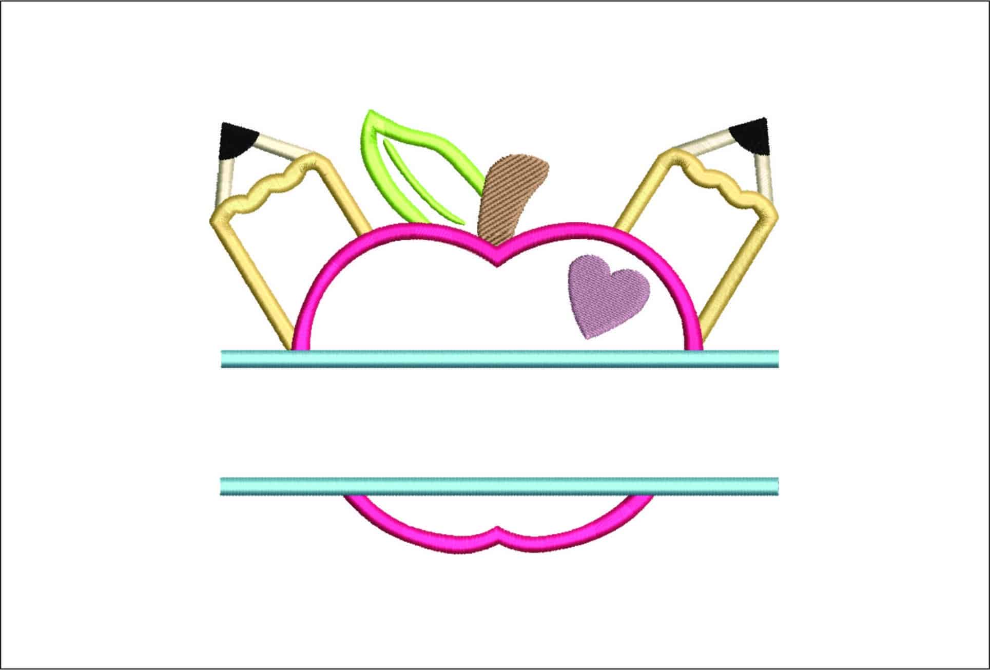 Apple Pencils gap for Name- Elegant embroidery design file - instant download