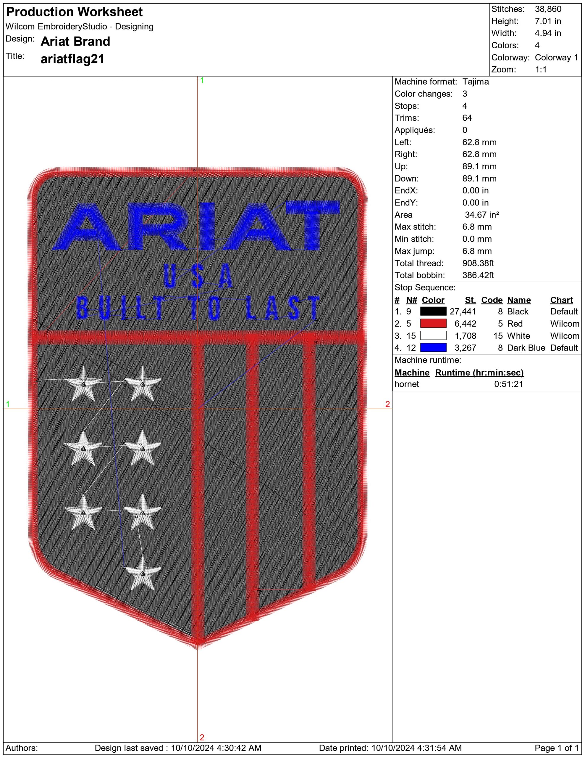 Ariat Brand- Elegant embroidery design file - instant download — view 3